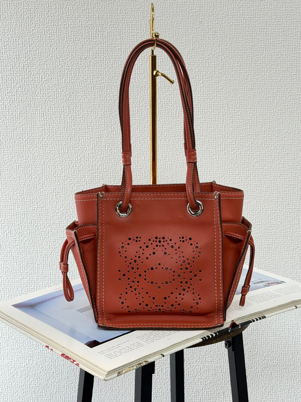 Loewe Anagram Perforated Leather Tote Bag