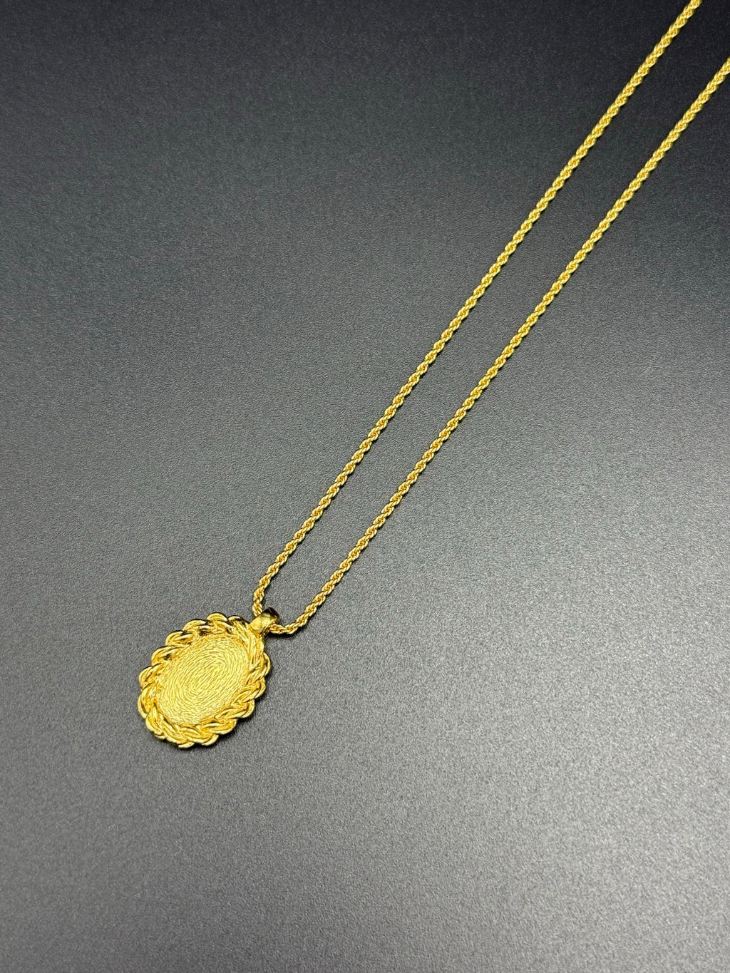 Christian Dior Logo Oval Enamel Rope Frame Pendant Necklace