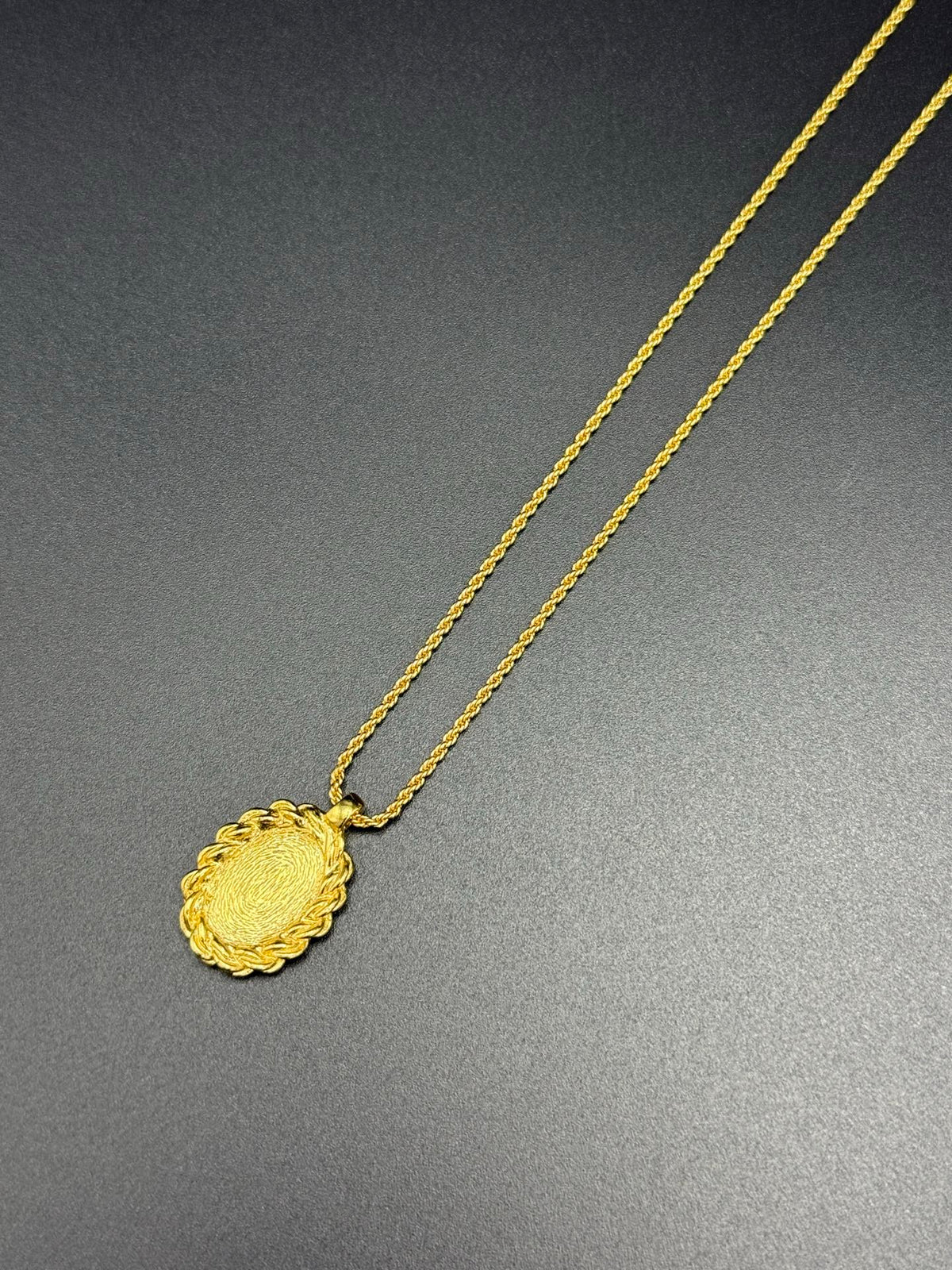 Christian Dior Logo Oval Enamel Rope Frame Pendant Necklace
