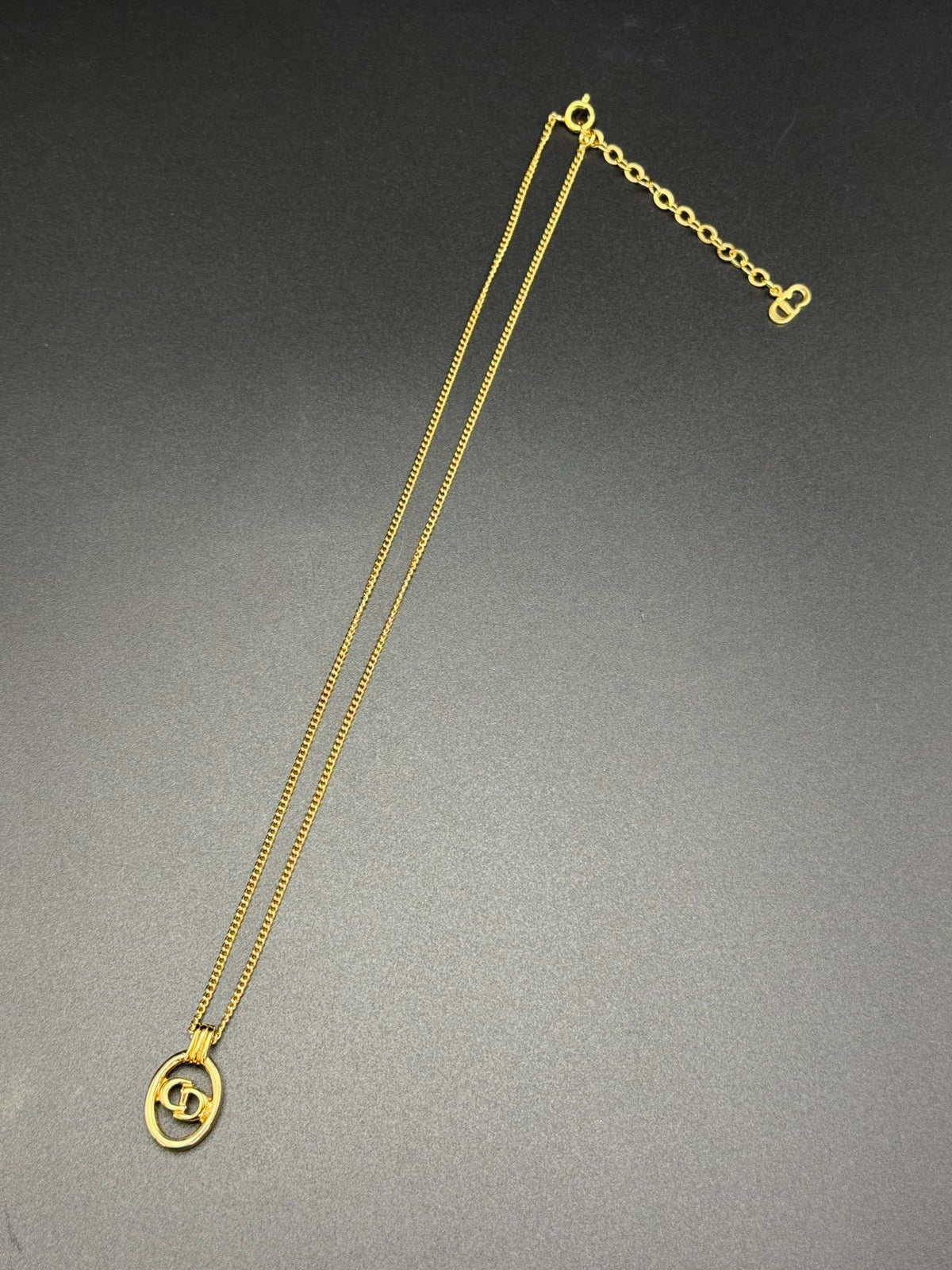 Christian Dior CD Logo Oval Pendant Necklace