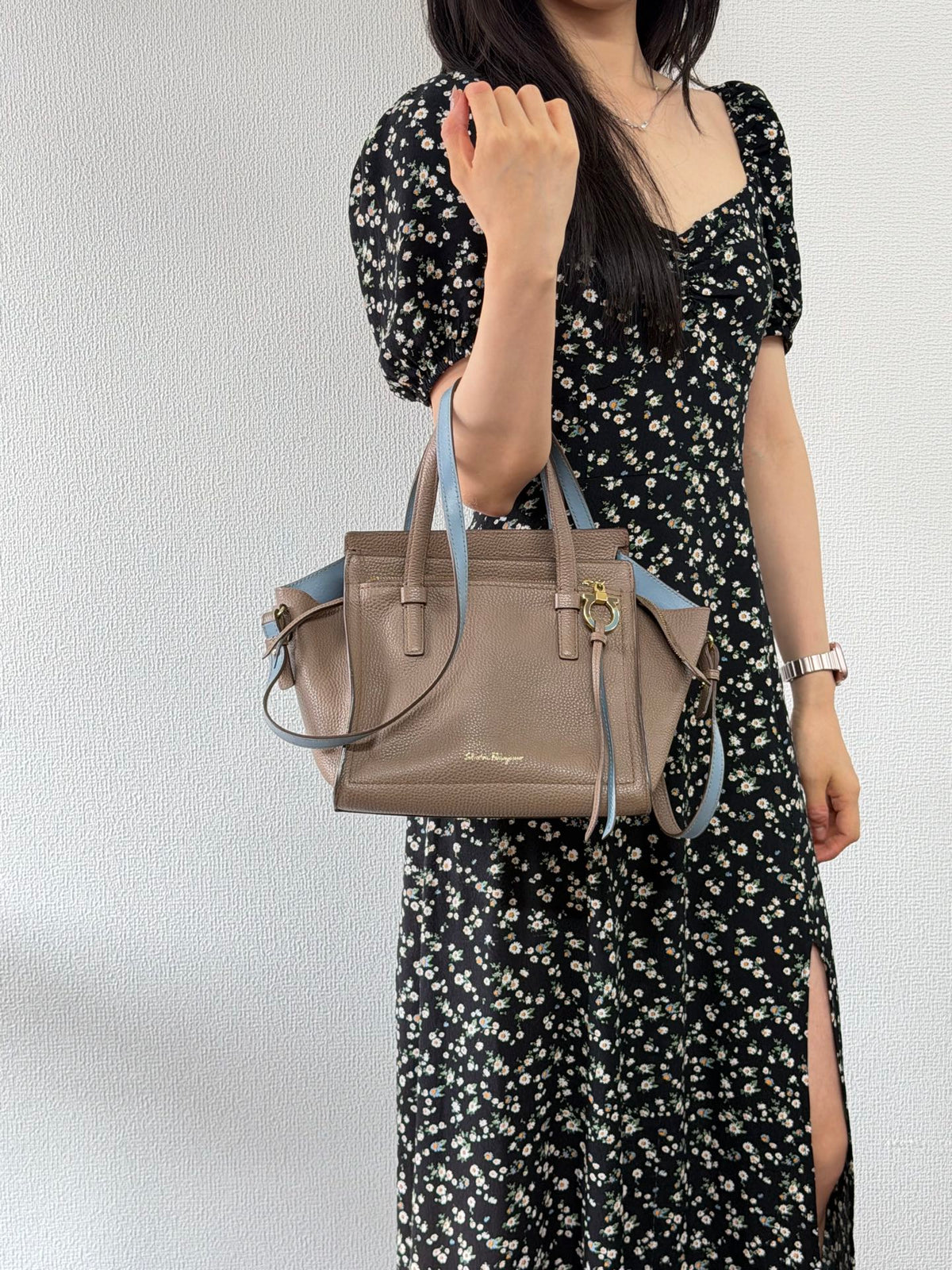 Salvatore Ferragamo Small Amy Pebbled Calfskin Tote