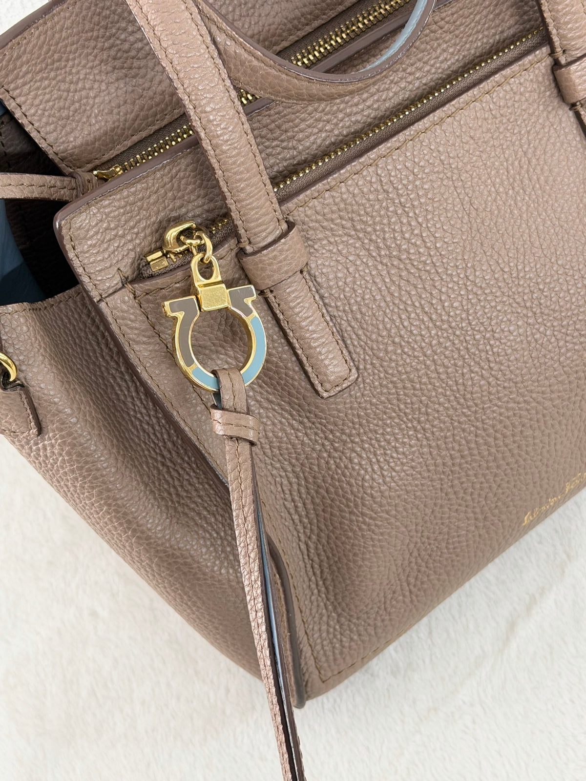 Salvatore Ferragamo Small Amy Pebbled Calfskin Tote