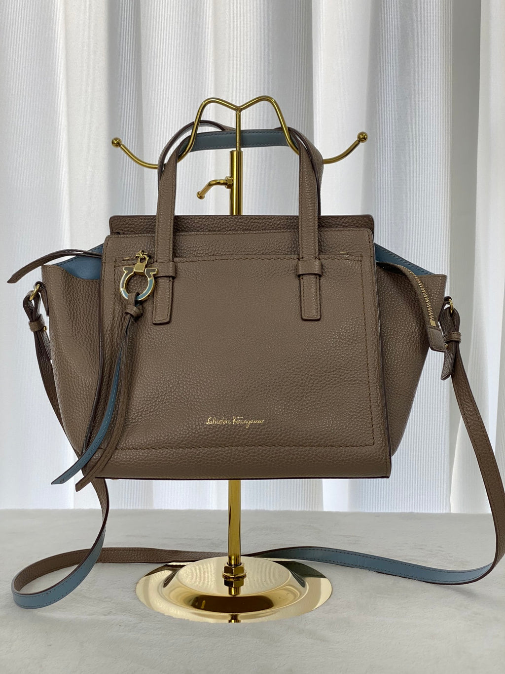 Salvatore Ferragamo Small Amy Pebbled Calfskin Tote