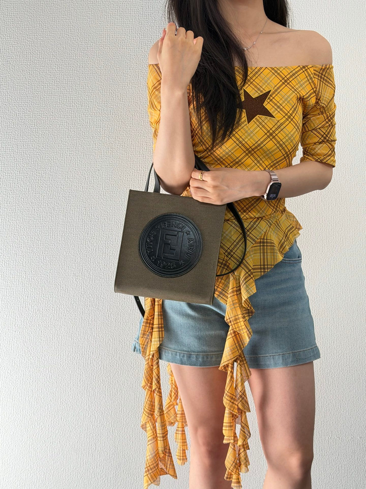 Fendi Square Canvas 2-Way Shopper Tote