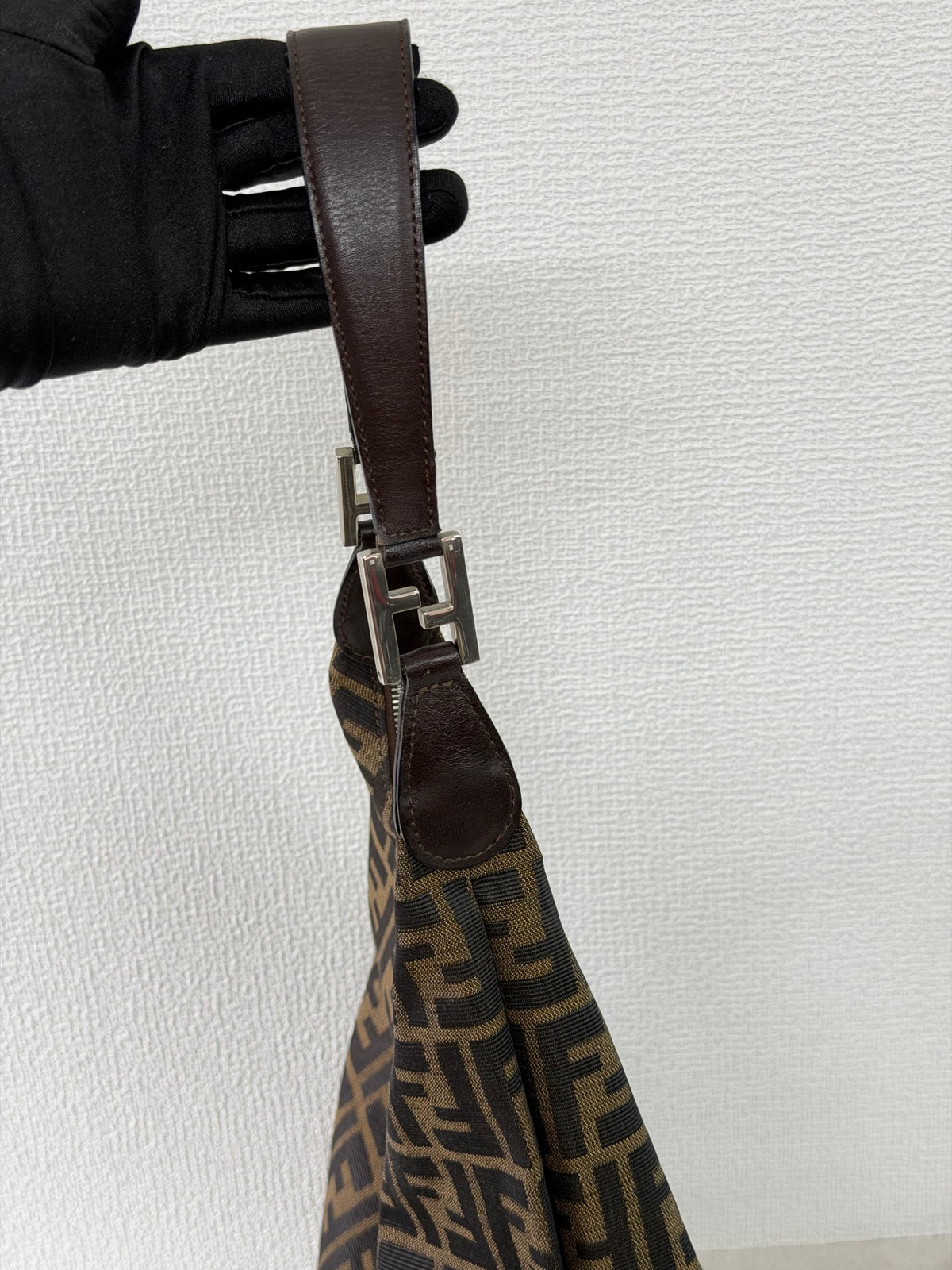 Fendi Zucca Canvas V-Cut Hobo Shoulder Bag