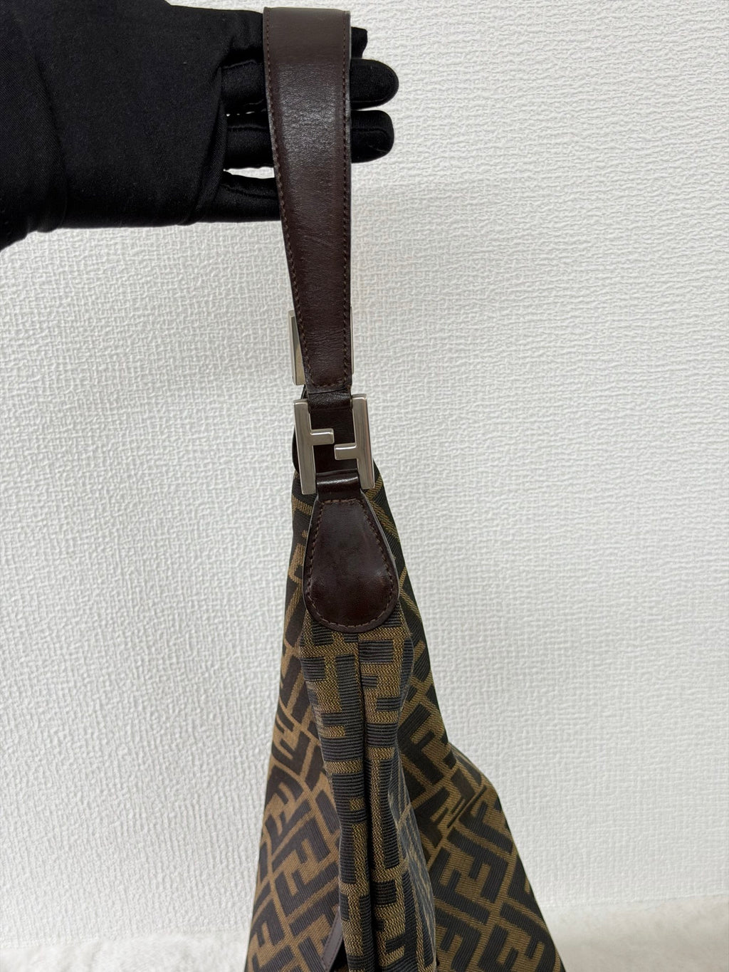 Fendi Zucca Canvas V-Cut Hobo Shoulder Bag
