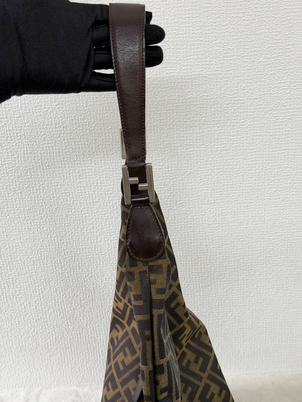 Fendi Zucca Canvas V-Cut Hobo Shoulder Bag