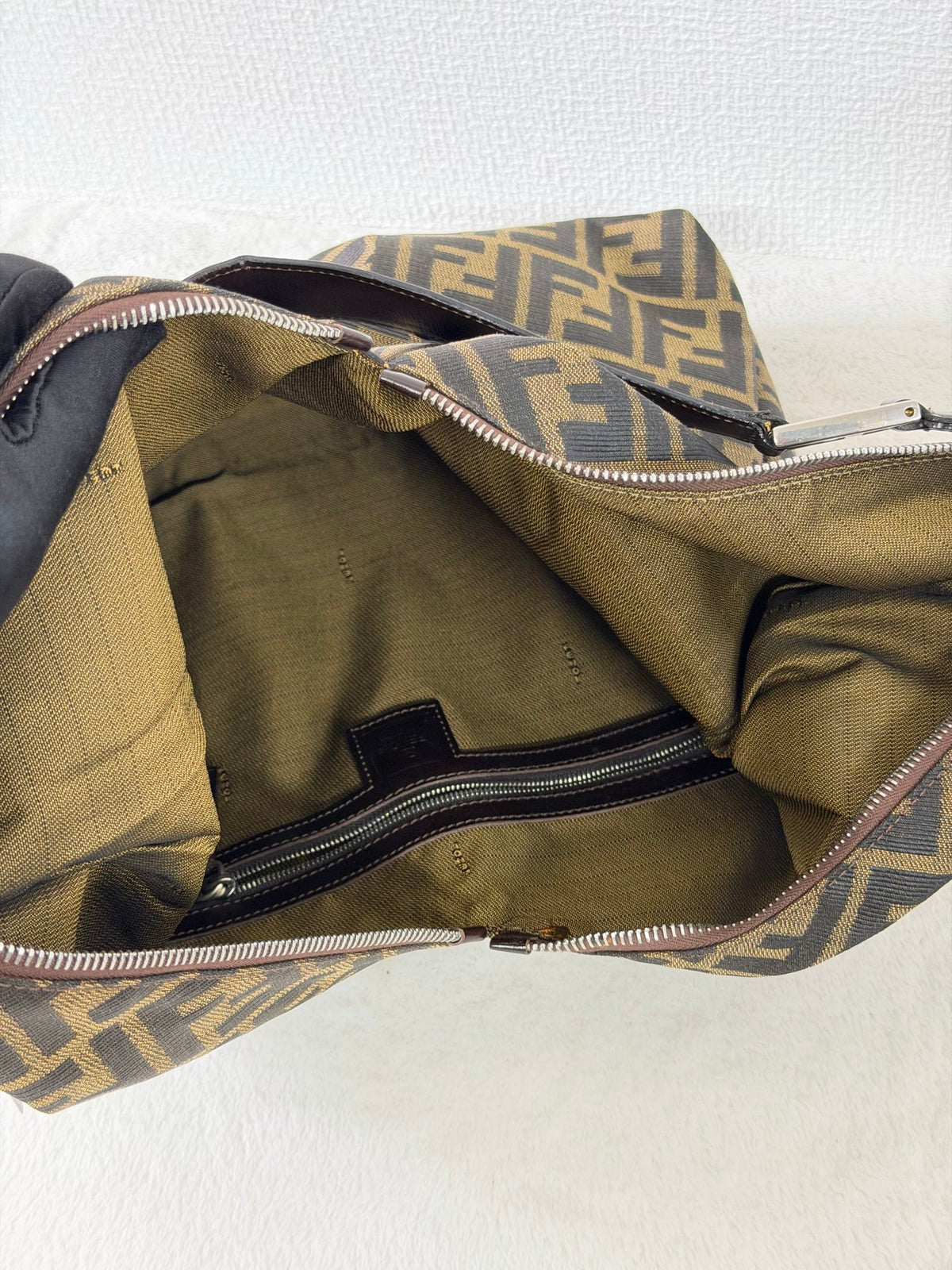 Fendi Zucca Canvas V-Cut Hobo Shoulder Bag