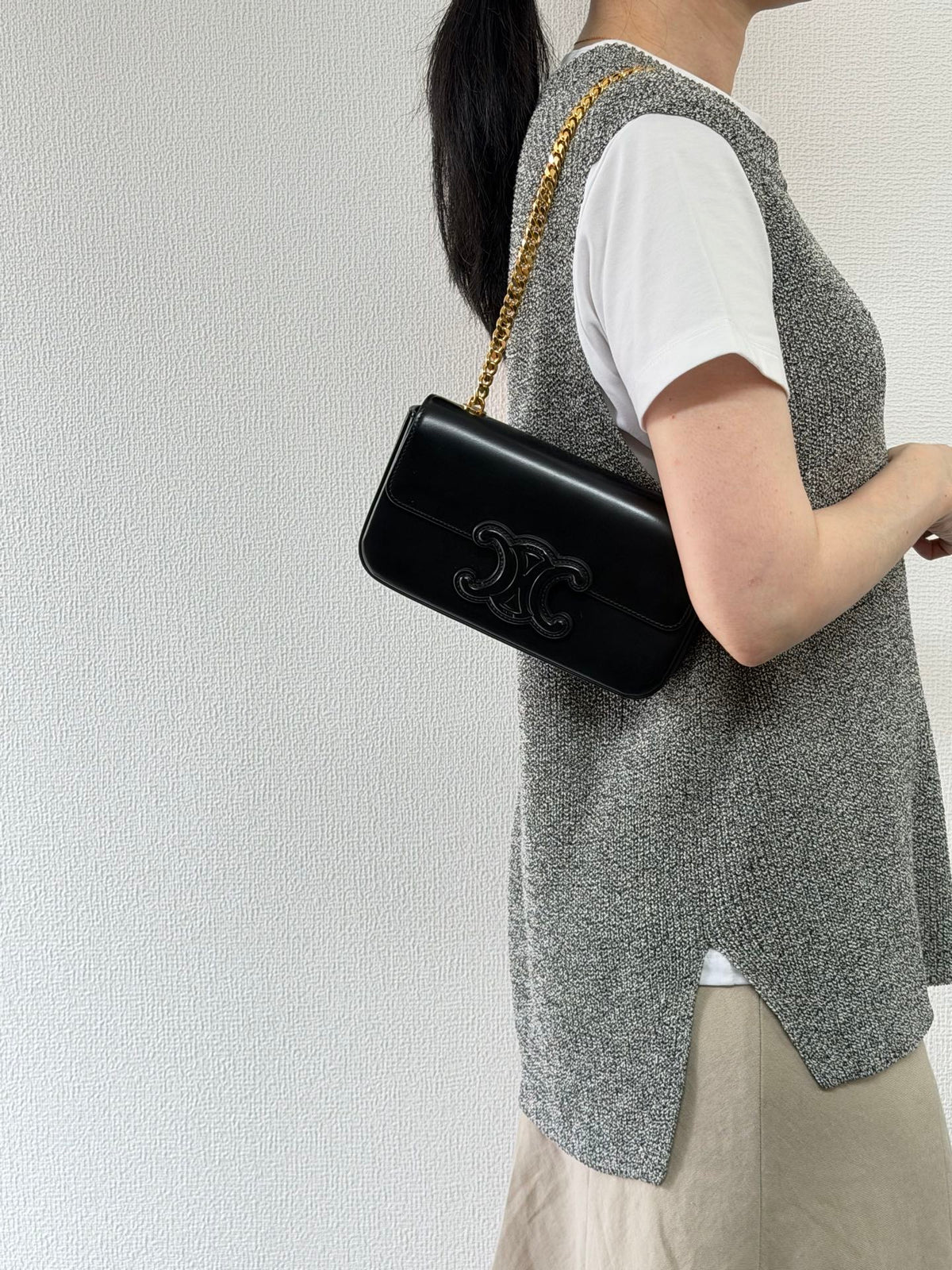 CELINE Triomphe Leather Chain Bag