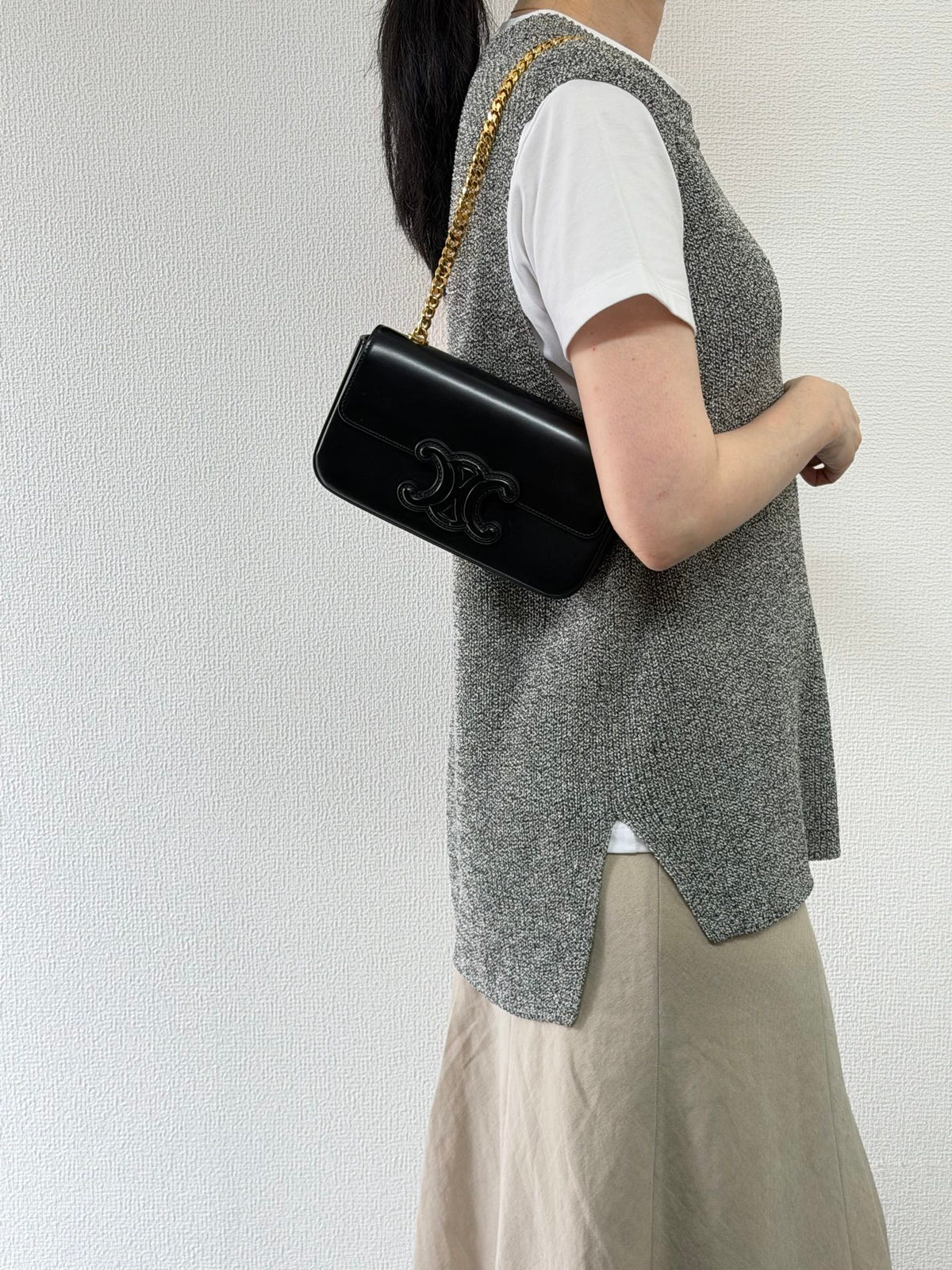 CELINE Triomphe Leather Chain Bag