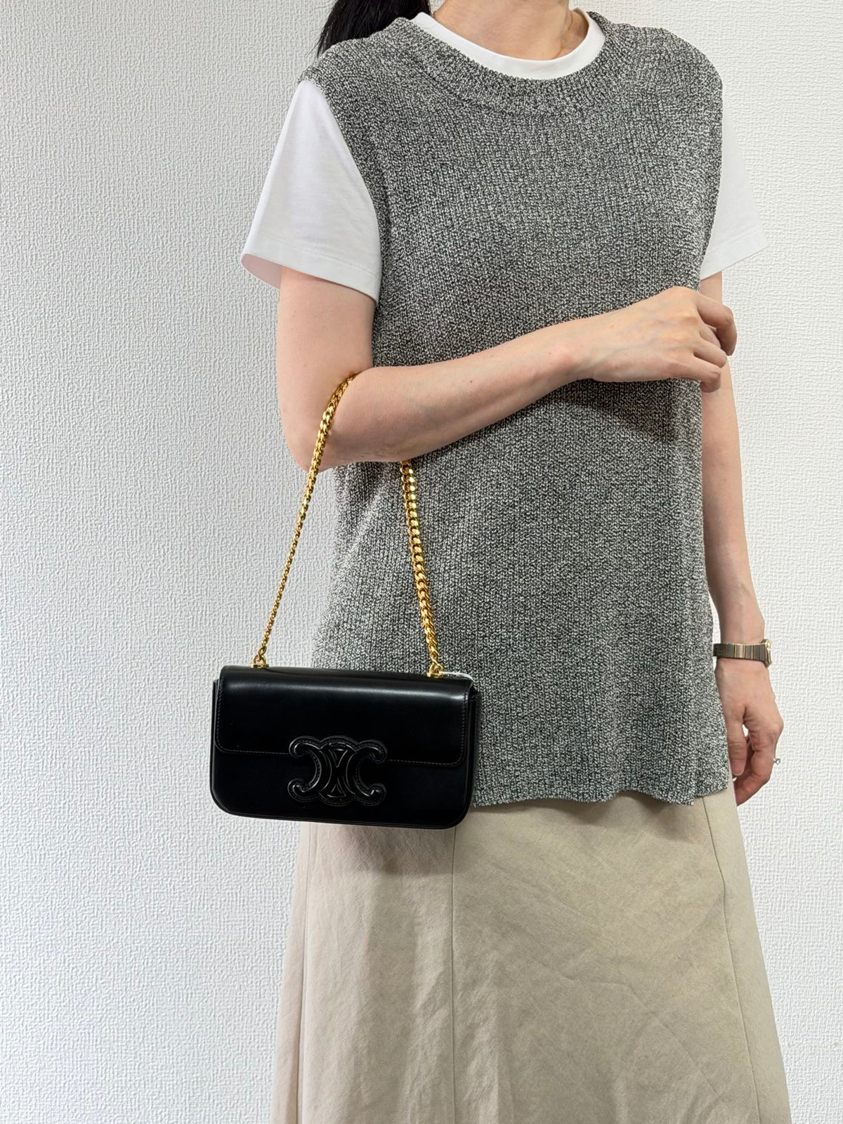 CELINE Triomphe Leather Chain Bag