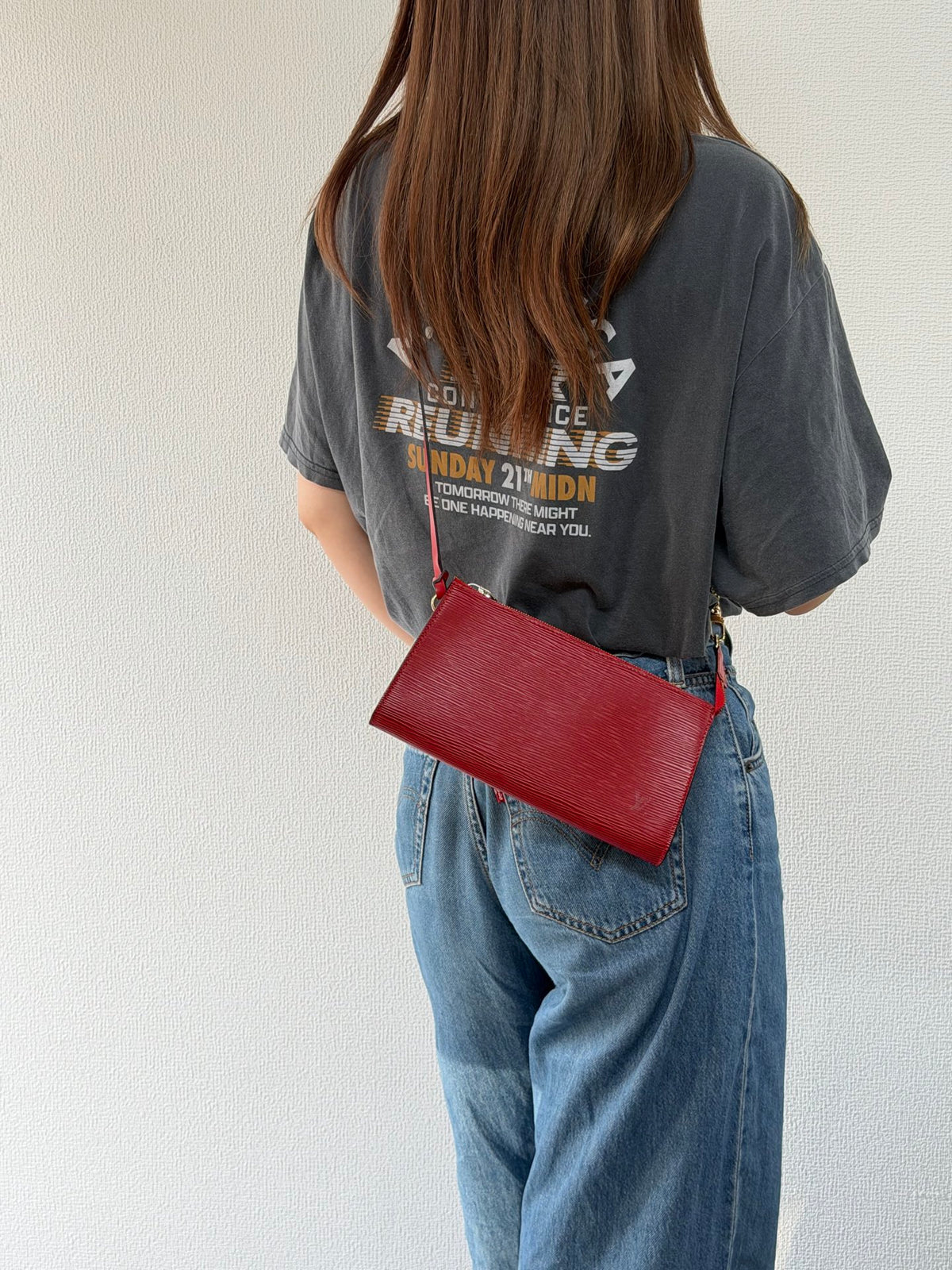 LOUIS VUITTON Epi Pochette Accessoires 24 Castilian Red Clutch Bag
