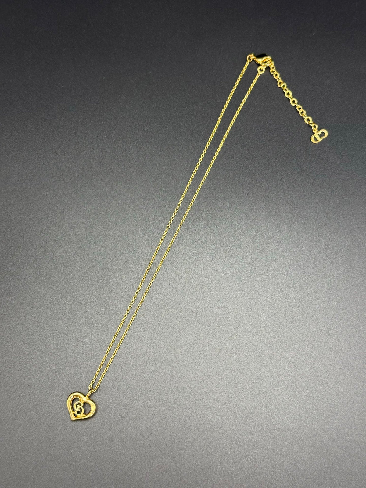 Christian Dior Gold-Plated CD Logo Open Heart Pendant Necklace