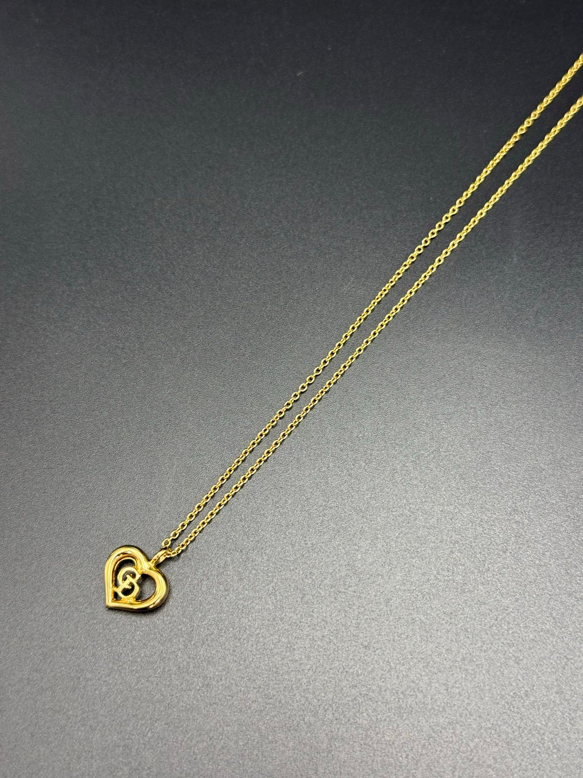 Christian Dior Gold-Plated CD Logo Open Heart Pendant Necklace