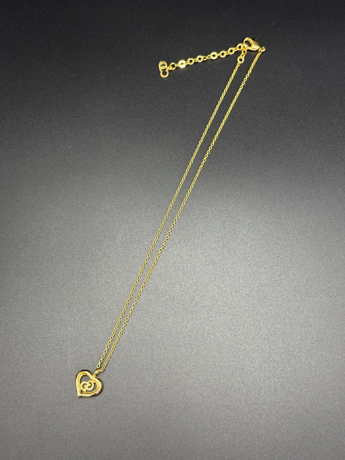 Christian Dior Gold-Plated CD Logo Open Heart Pendant Necklace