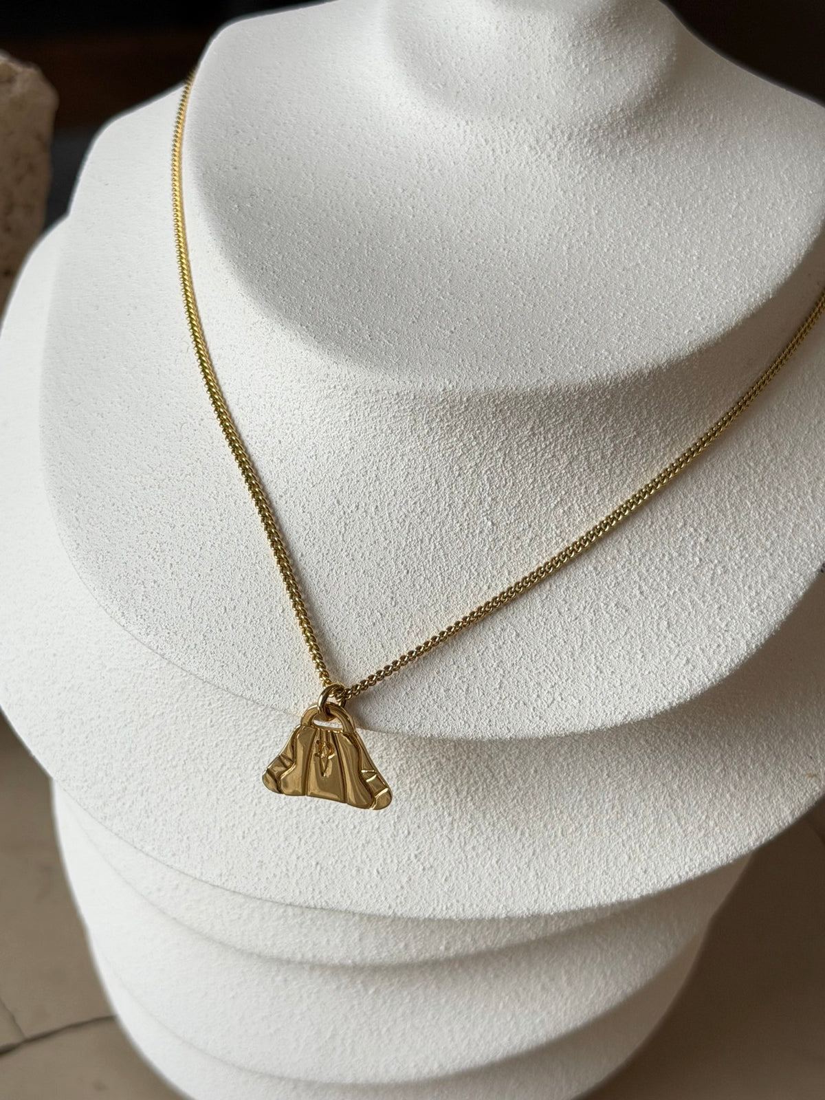 Christian Dior Gold-Plated Pleated Fan Motif Pendant Necklace