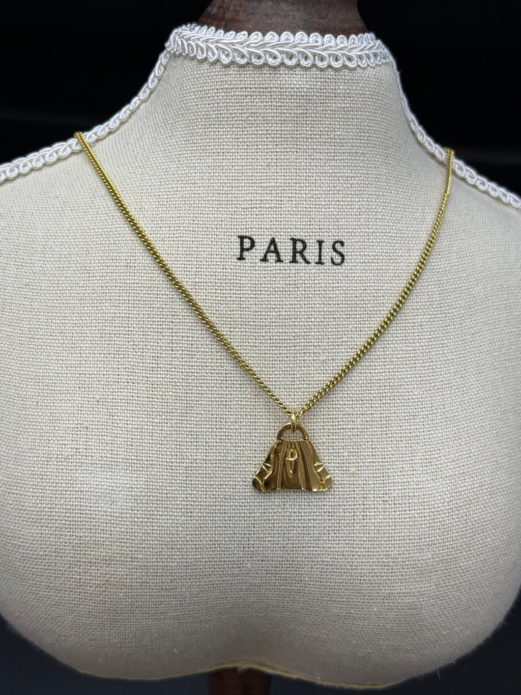 Christian Dior Gold-Plated Pleated Fan Motif Pendant Necklace