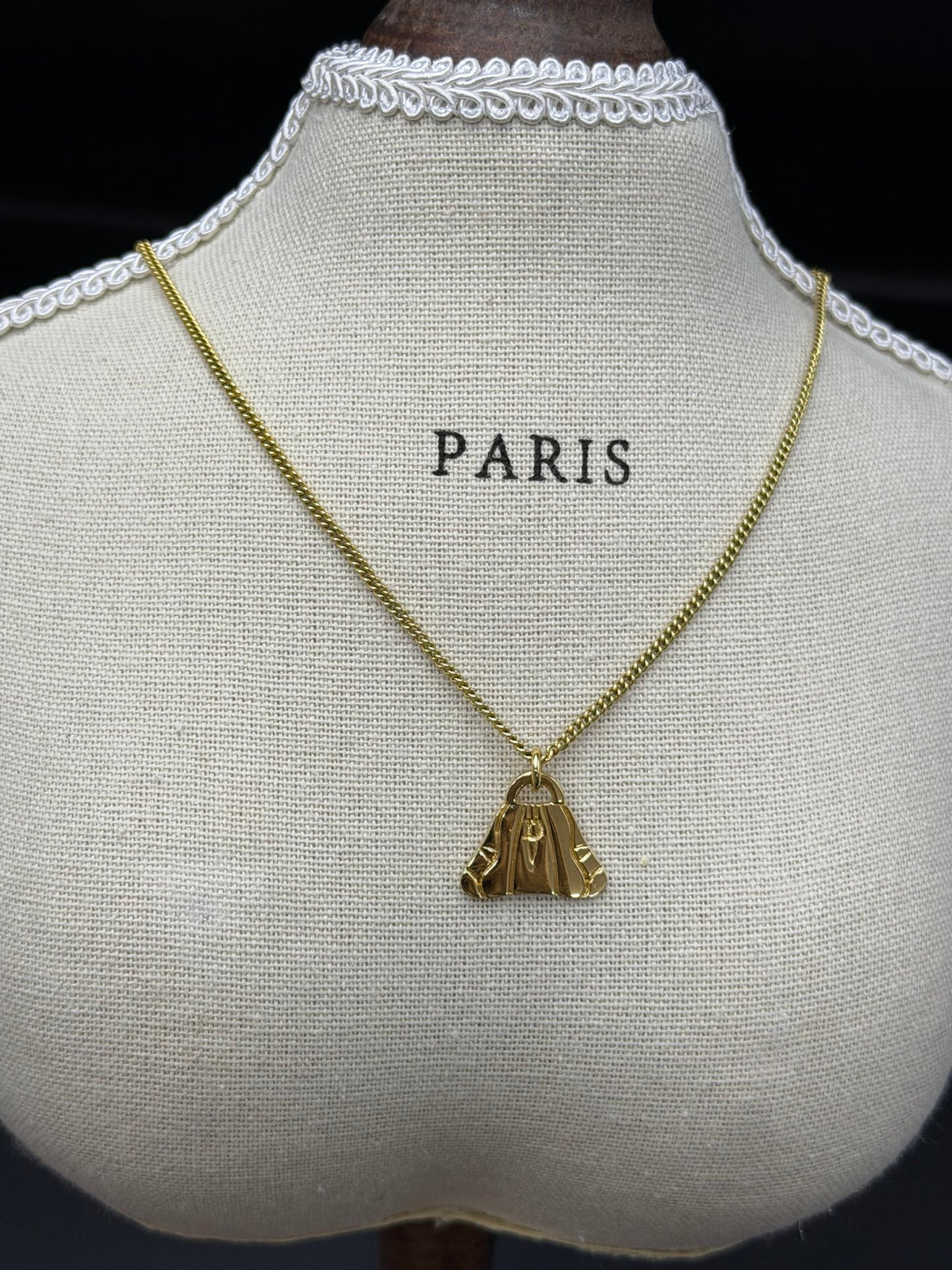 Christian Dior Gold-Plated Pleated Fan Motif Pendant Necklace