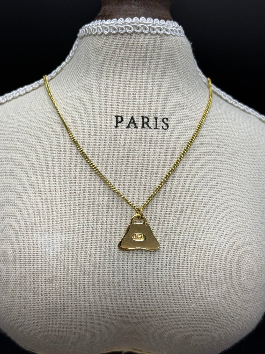 Christian Dior Gold-Plated Pleated Fan Motif Pendant Necklace