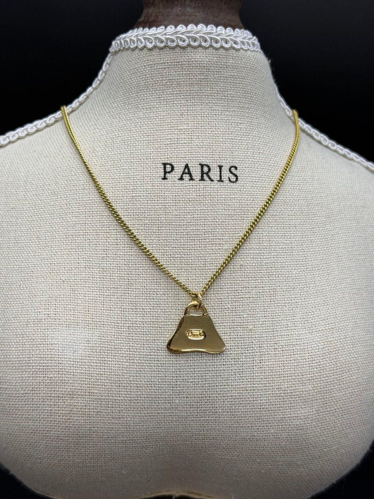 Christian Dior Gold-Plated Pleated Fan Motif Pendant Necklace