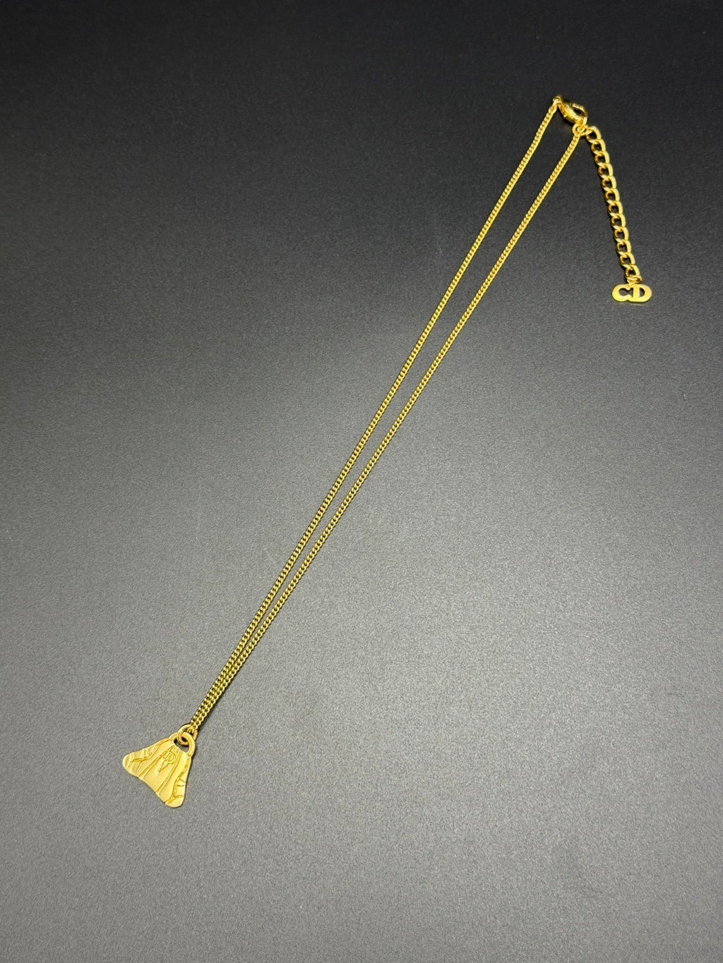 Christian Dior Gold-Plated Pleated Fan Motif Pendant Necklace