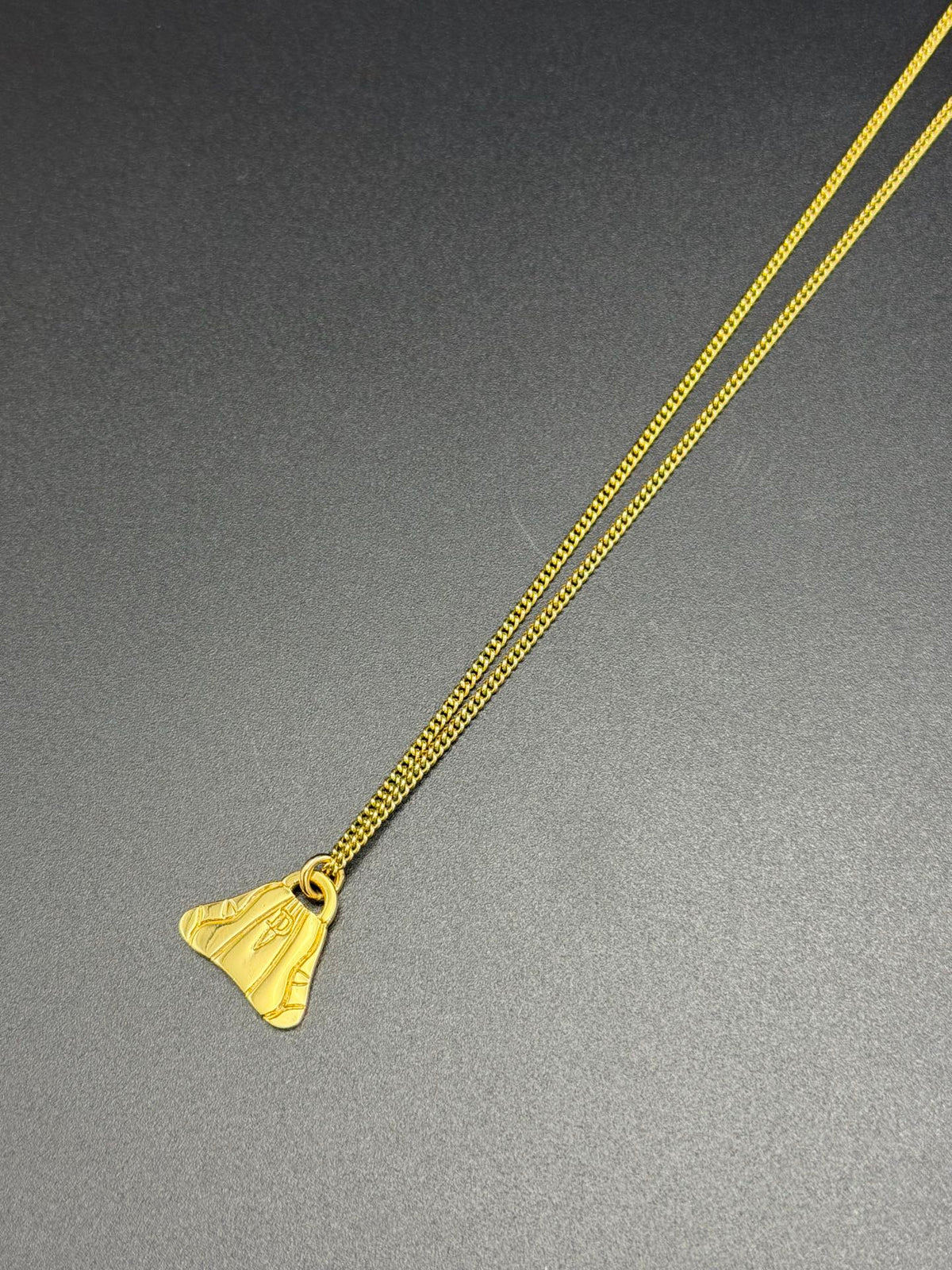 Christian Dior Gold-Plated Pleated Fan Motif Pendant Necklace