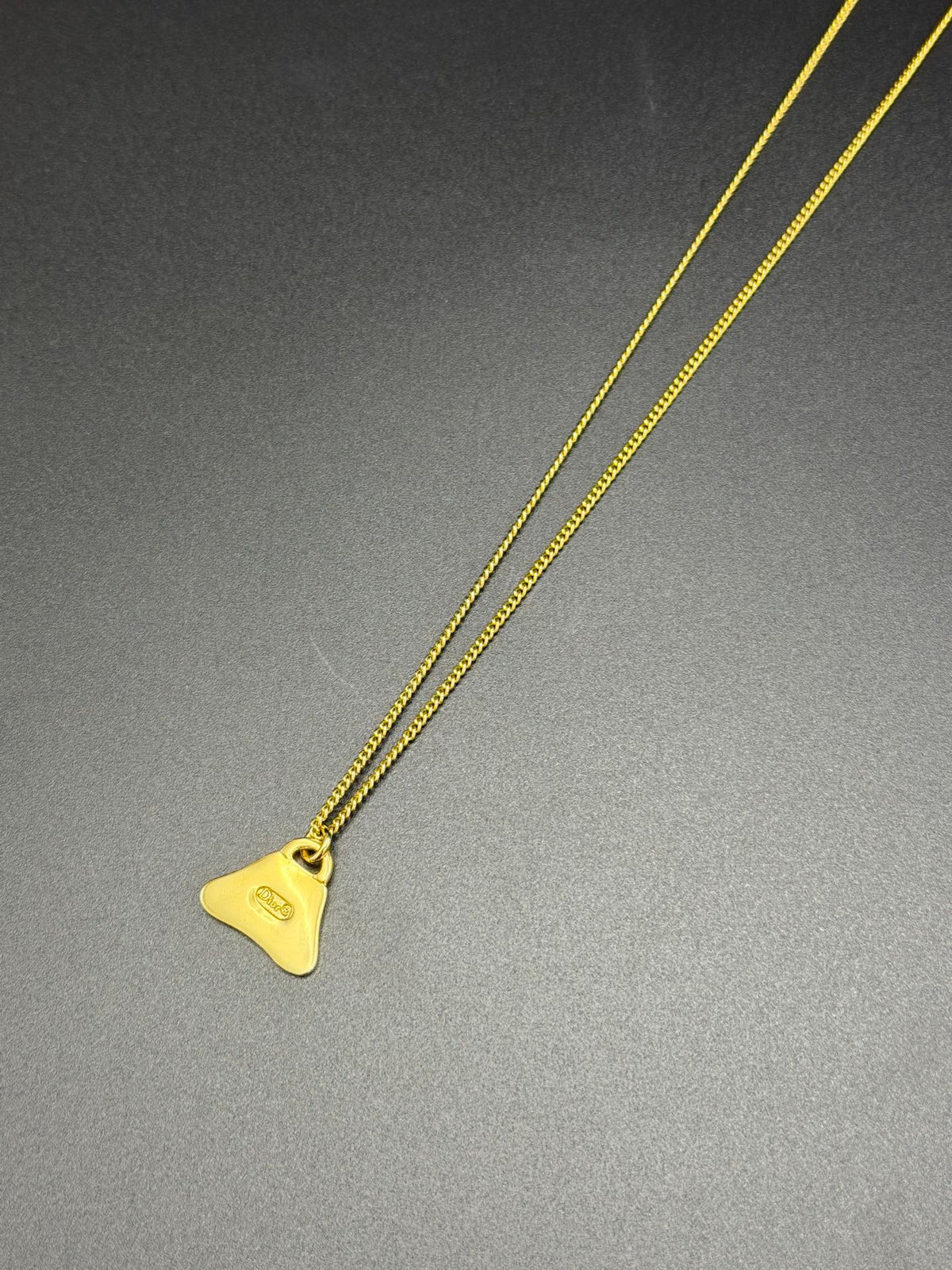 Christian Dior Gold-Plated Pleated Fan Motif Pendant Necklace