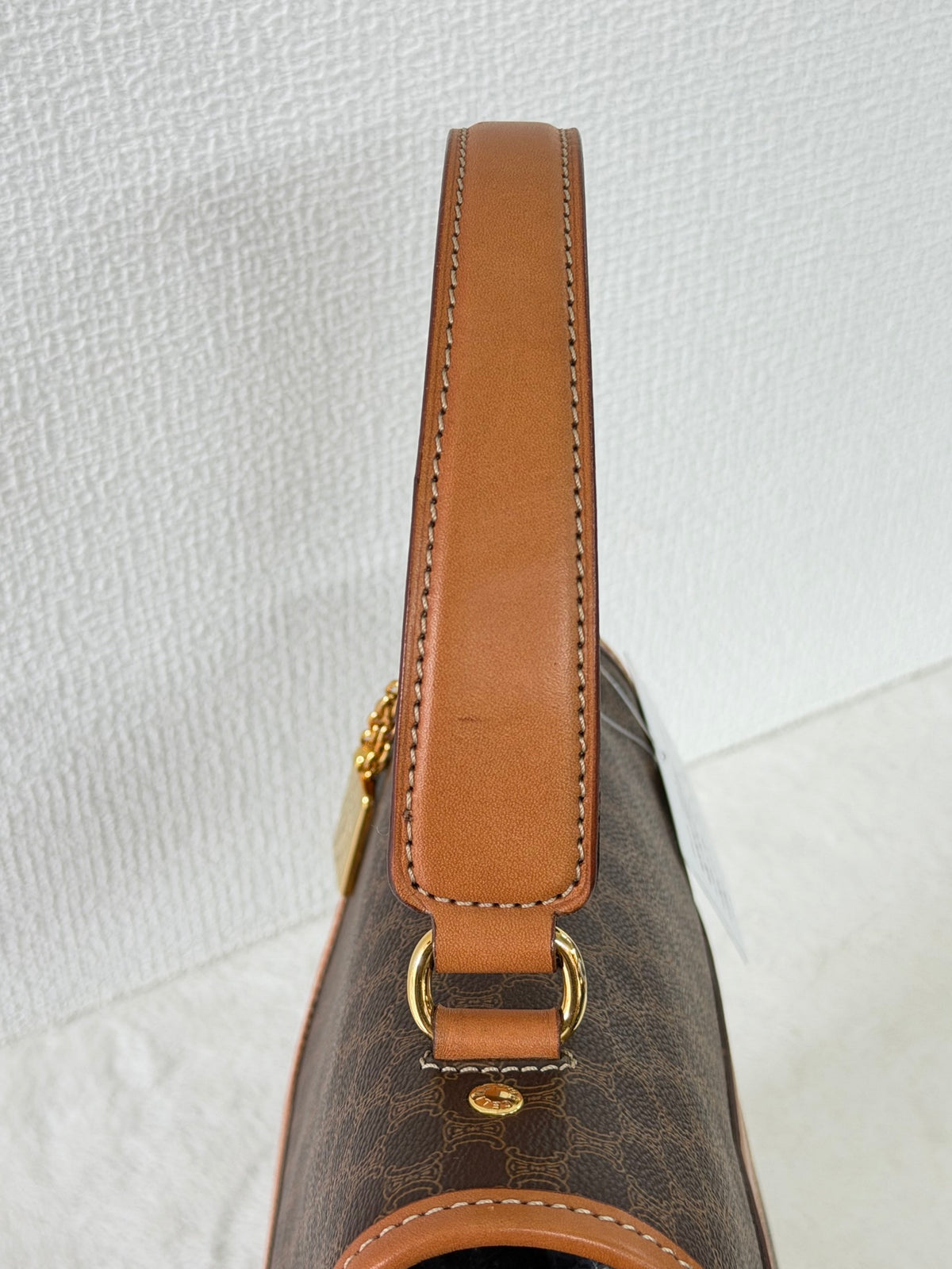 CELINE Macadam Flap Top Handle Bag 2WAY Shoulder Bag with Logo Charm