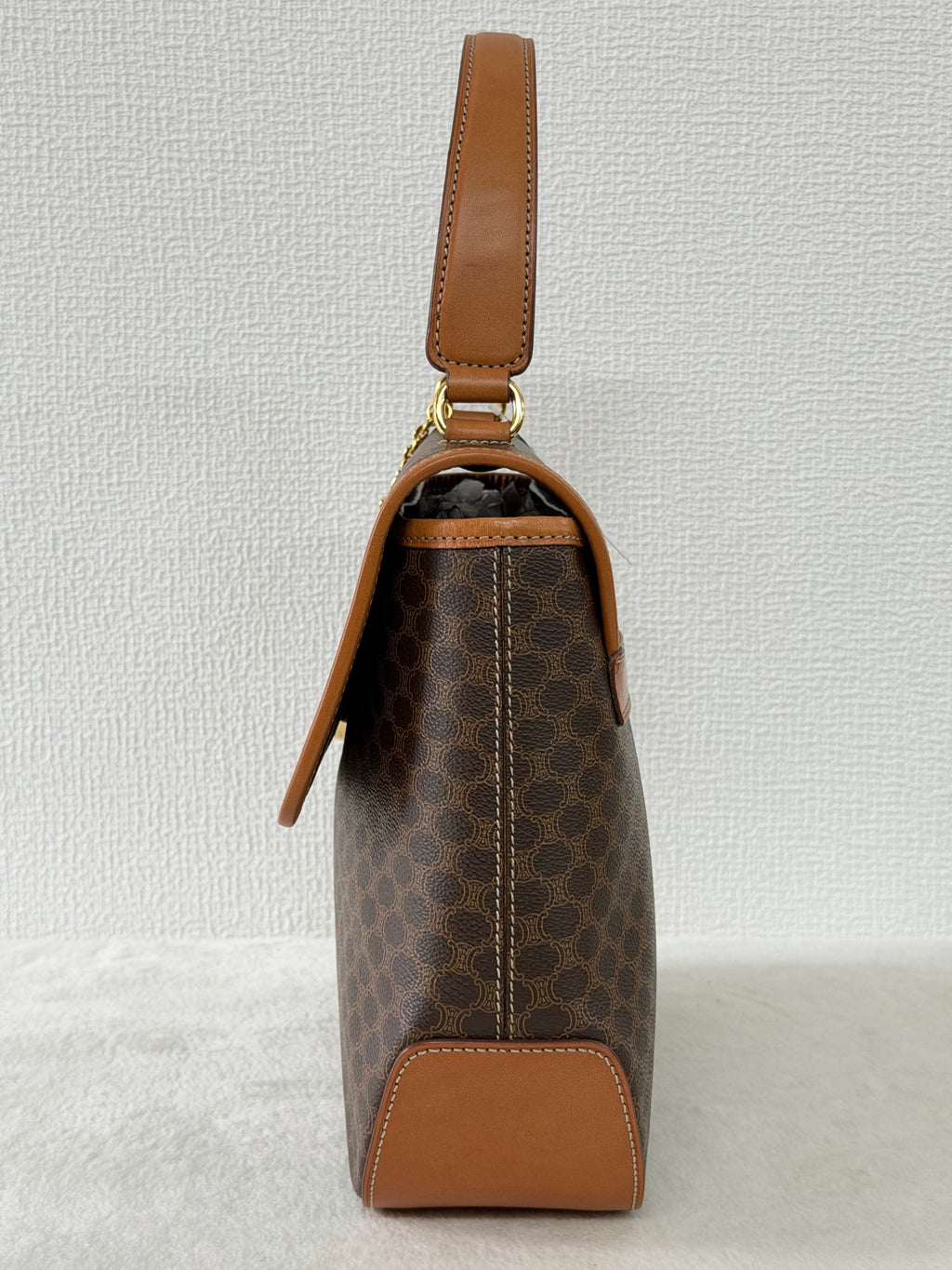 CELINE Macadam Flap Top Handle Bag 2WAY Shoulder Bag with Logo Charm