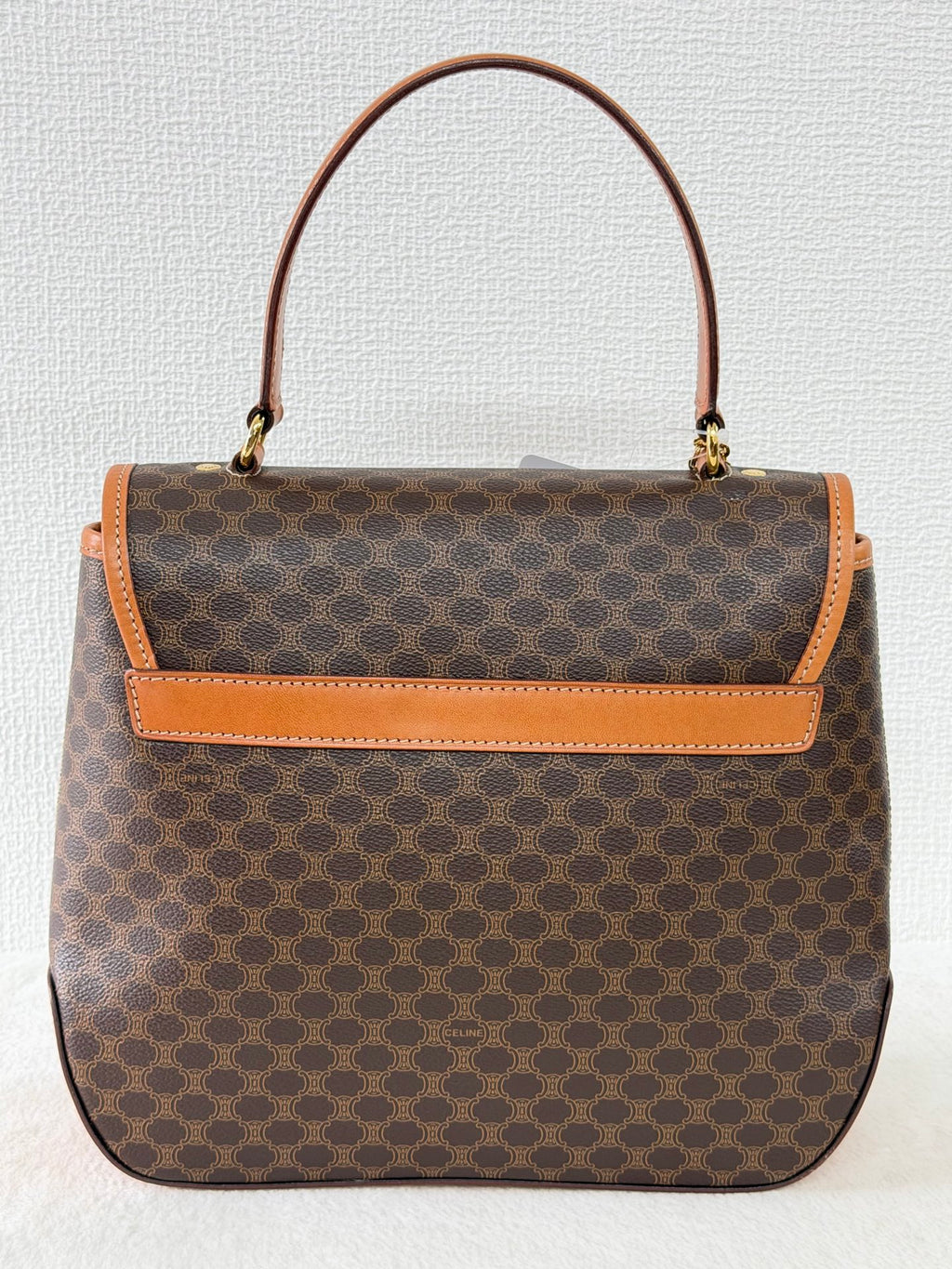 CELINE Macadam Flap Top Handle Bag 2WAY Shoulder Bag with Logo Charm