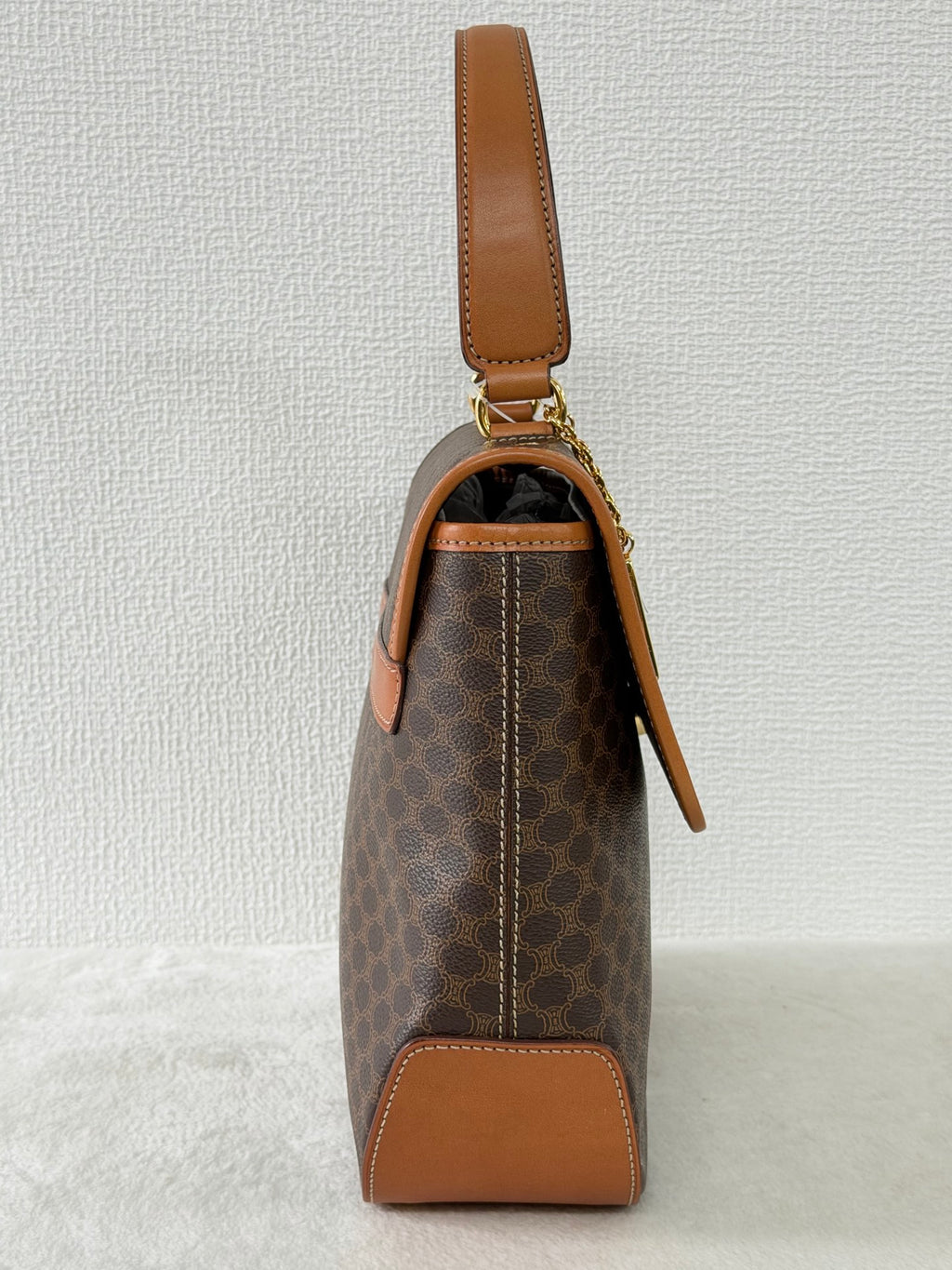 CELINE Macadam Flap Top Handle Bag 2WAY Shoulder Bag with Logo Charm