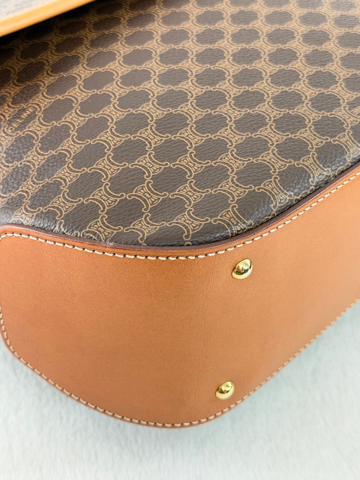 CELINE Macadam Flap Top Handle Bag 2WAY Shoulder Bag with Logo Charm