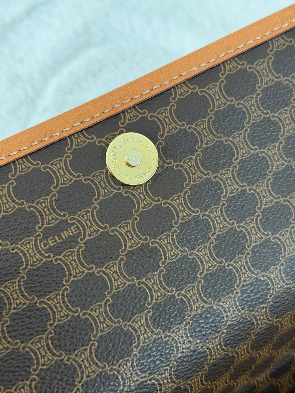 CELINE Macadam Flap Top Handle Bag 2WAY Shoulder Bag with Logo Charm