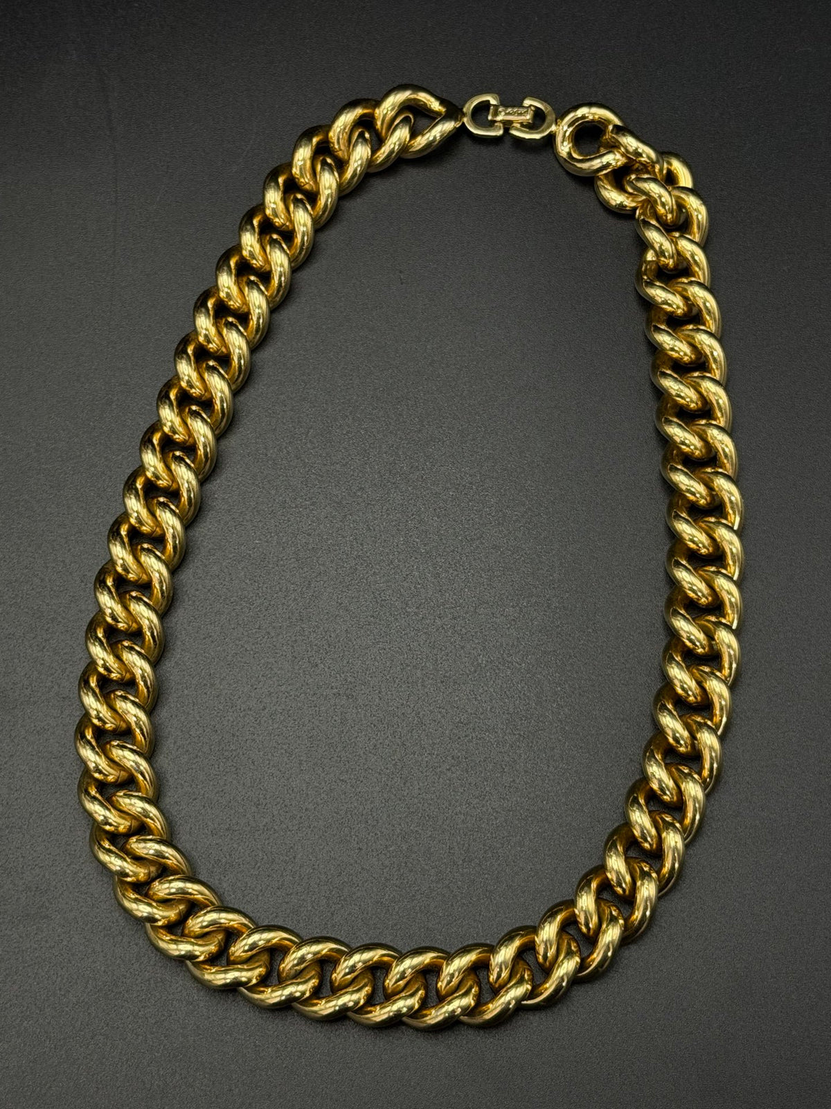 Christian Dior Chunky Gold-Tone Curb Chain Choker Necklace Thick Link