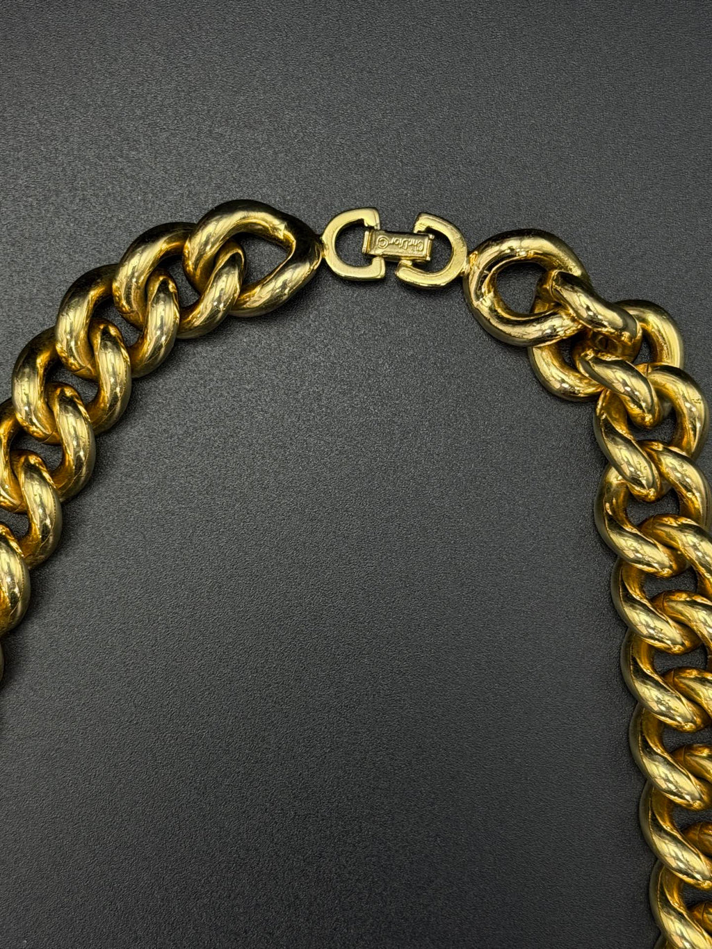 Christian Dior Chunky Gold-Tone Curb Chain Choker Necklace Thick Link