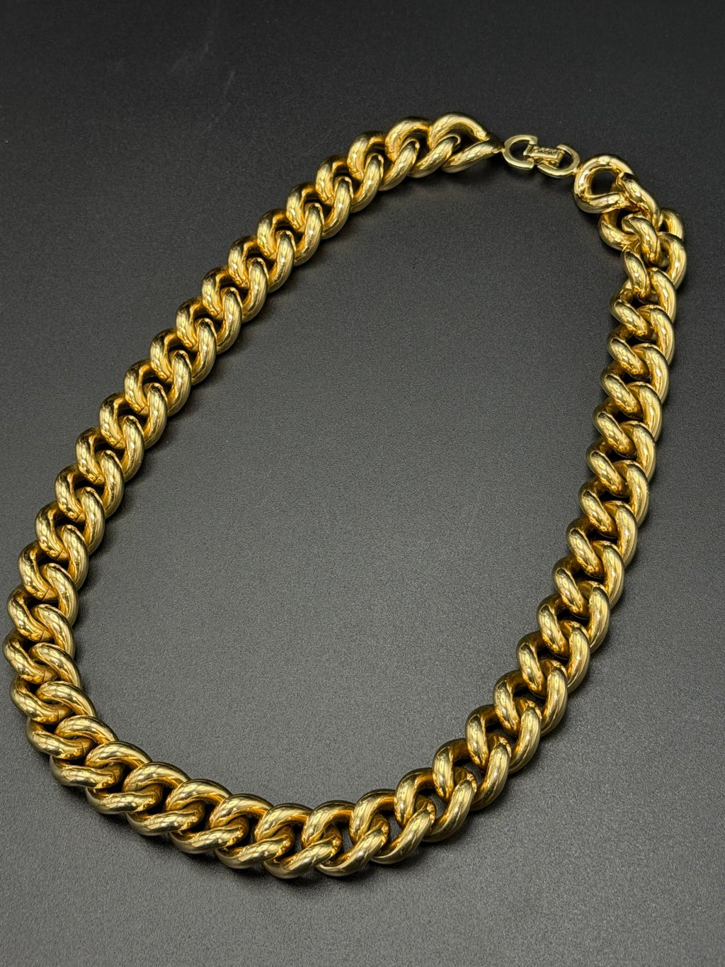 Christian Dior Chunky Gold-Tone Curb Chain Choker Necklace Thick Link