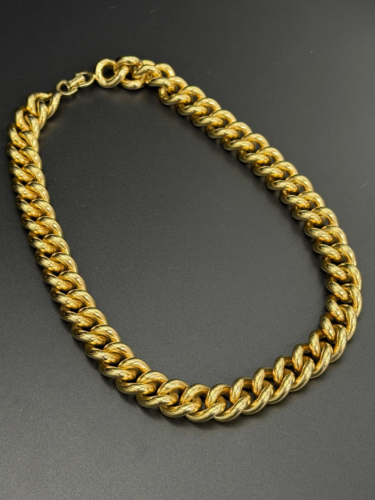 Christian Dior Chunky Gold-Tone Curb Chain Choker Necklace Thick Link