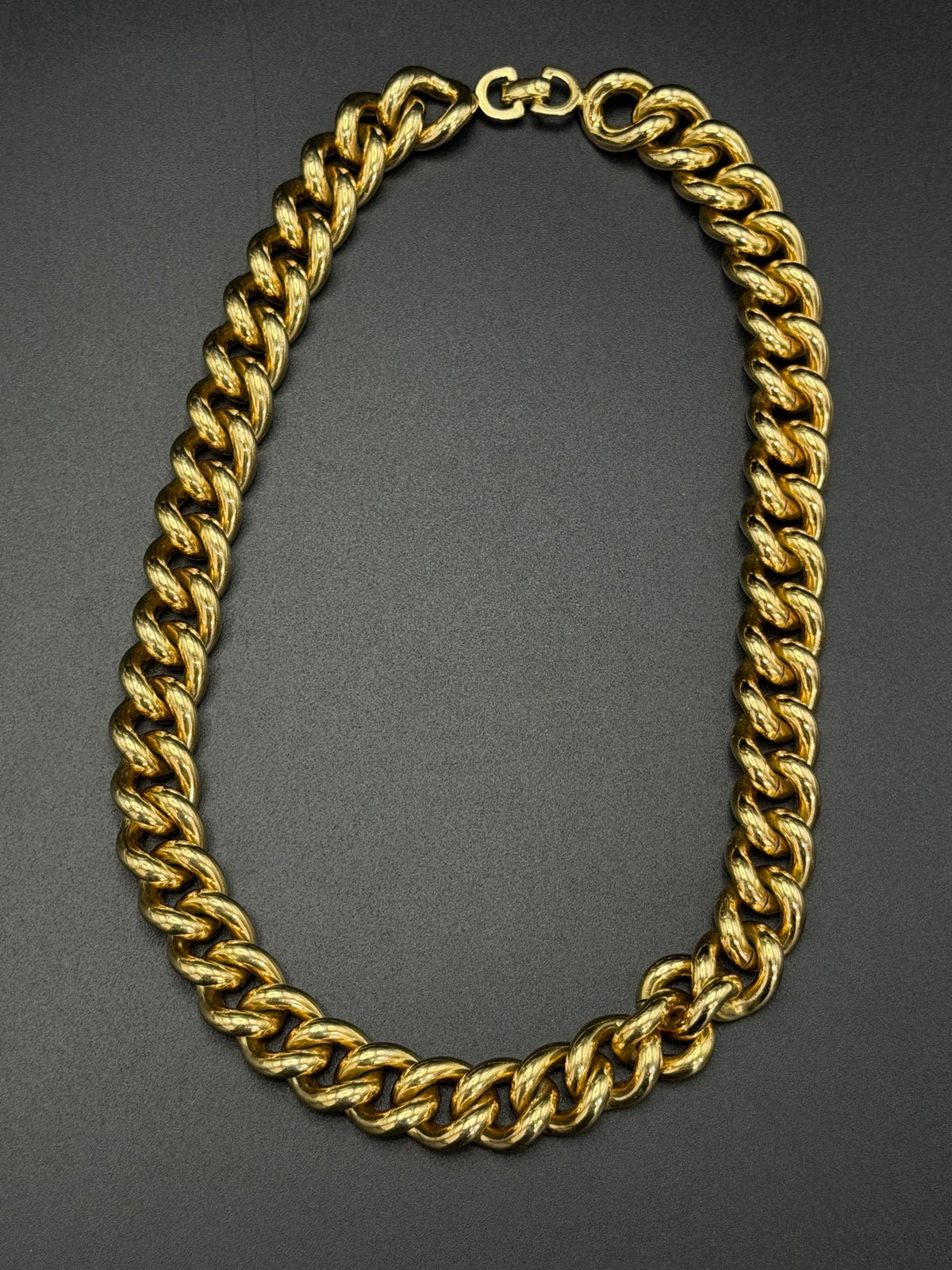 Christian Dior Chunky Gold-Tone Curb Chain Choker Necklace Thick Link