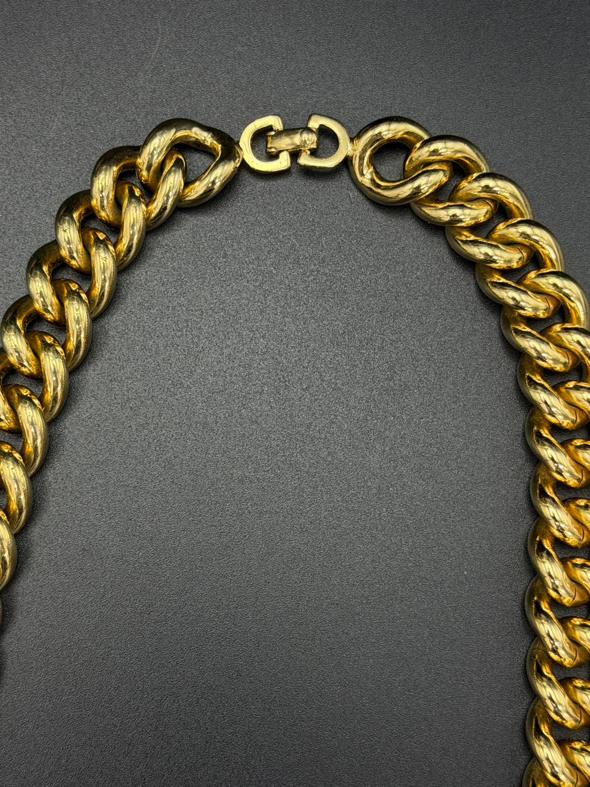 Christian Dior Chunky Gold-Tone Curb Chain Choker Necklace Thick Link