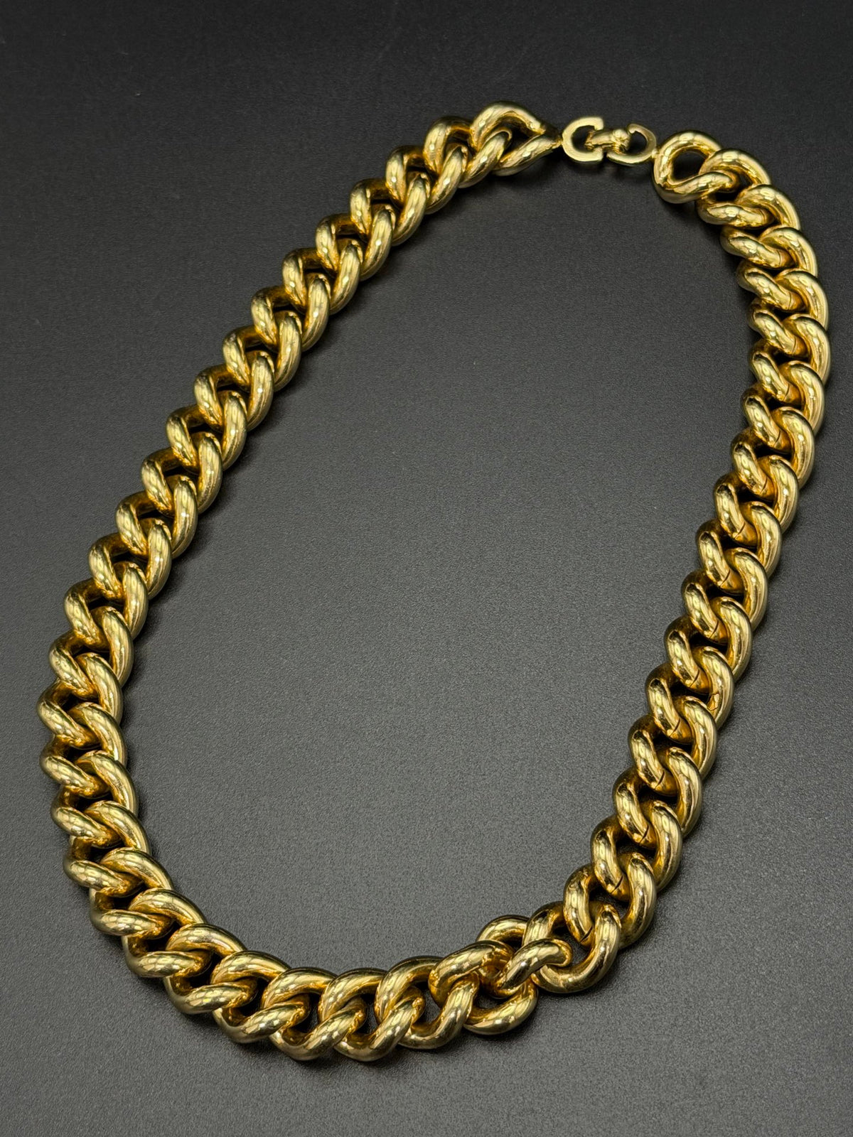 Christian Dior Chunky Gold-Tone Curb Chain Choker Necklace Thick Link
