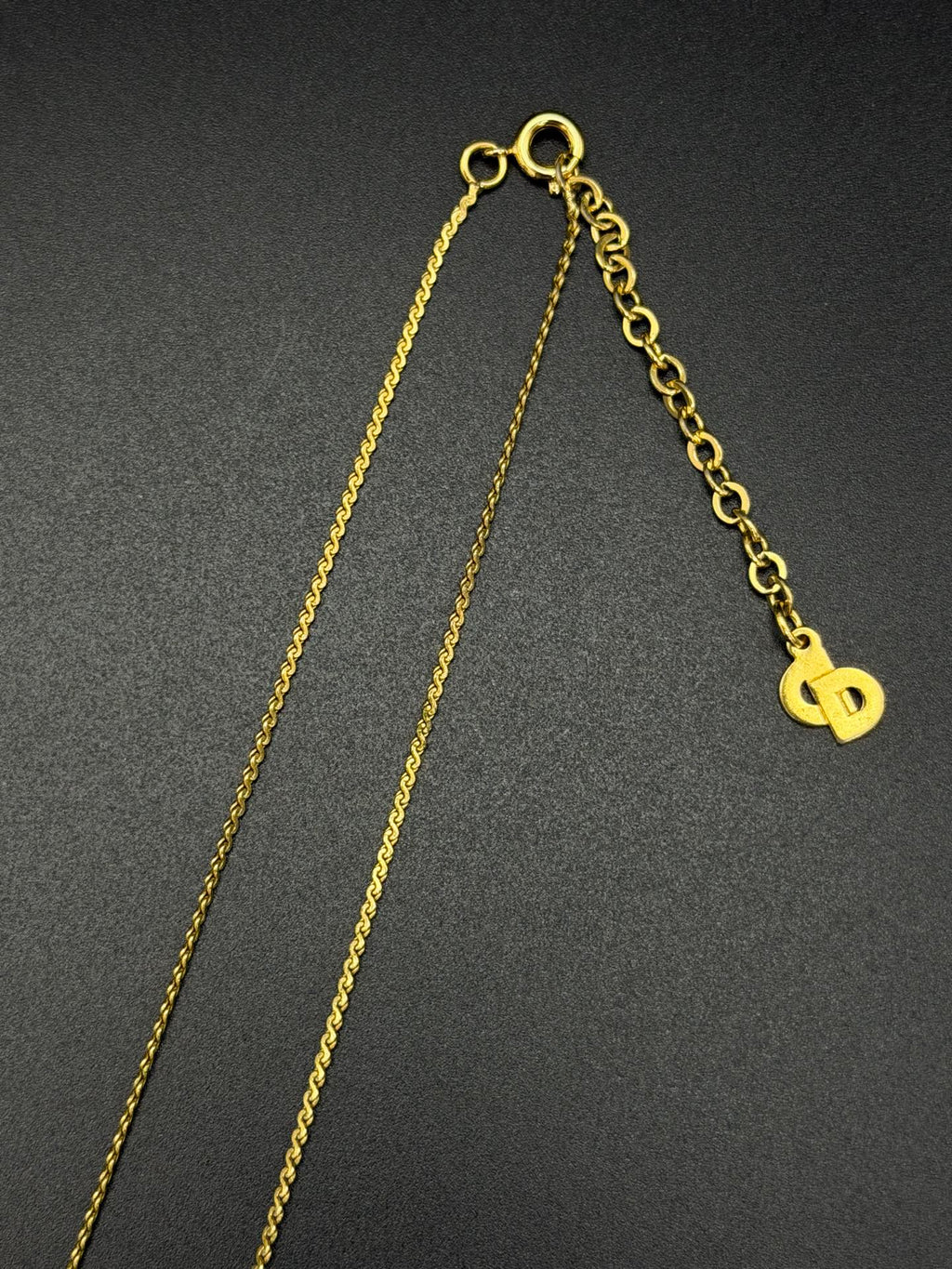 Christian Dior Rhinestone Open Heart Pendant Necklace Gold-Plated