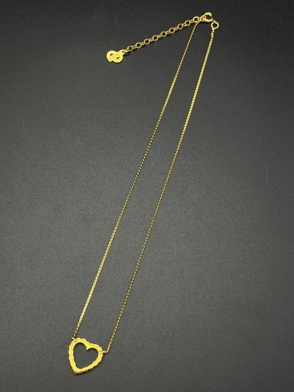 Christian Dior Rhinestone Open Heart Pendant Necklace Gold-Plated