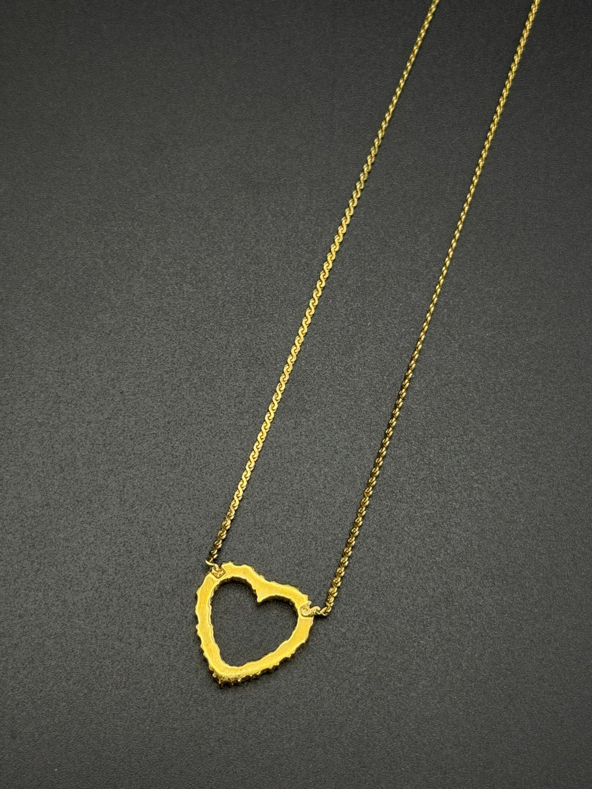 Christian Dior Rhinestone Open Heart Pendant Necklace Gold-Plated