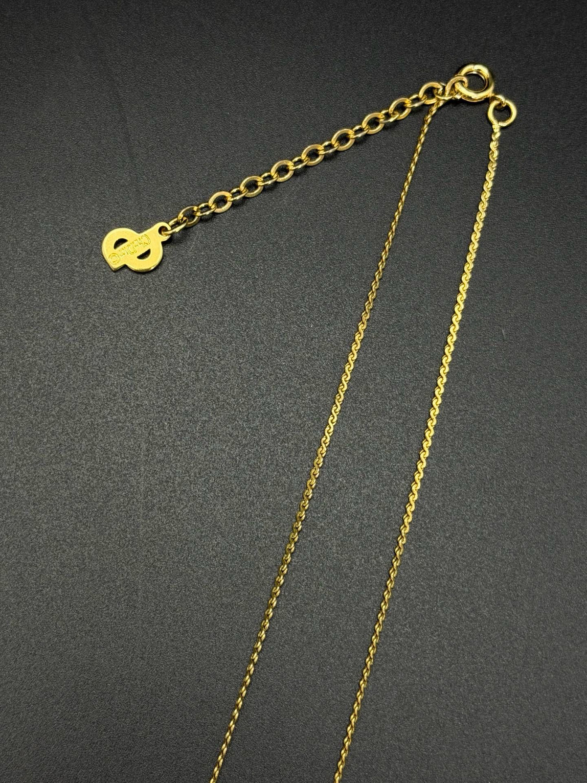 Christian Dior Rhinestone Open Heart Pendant Necklace Gold-Plated
