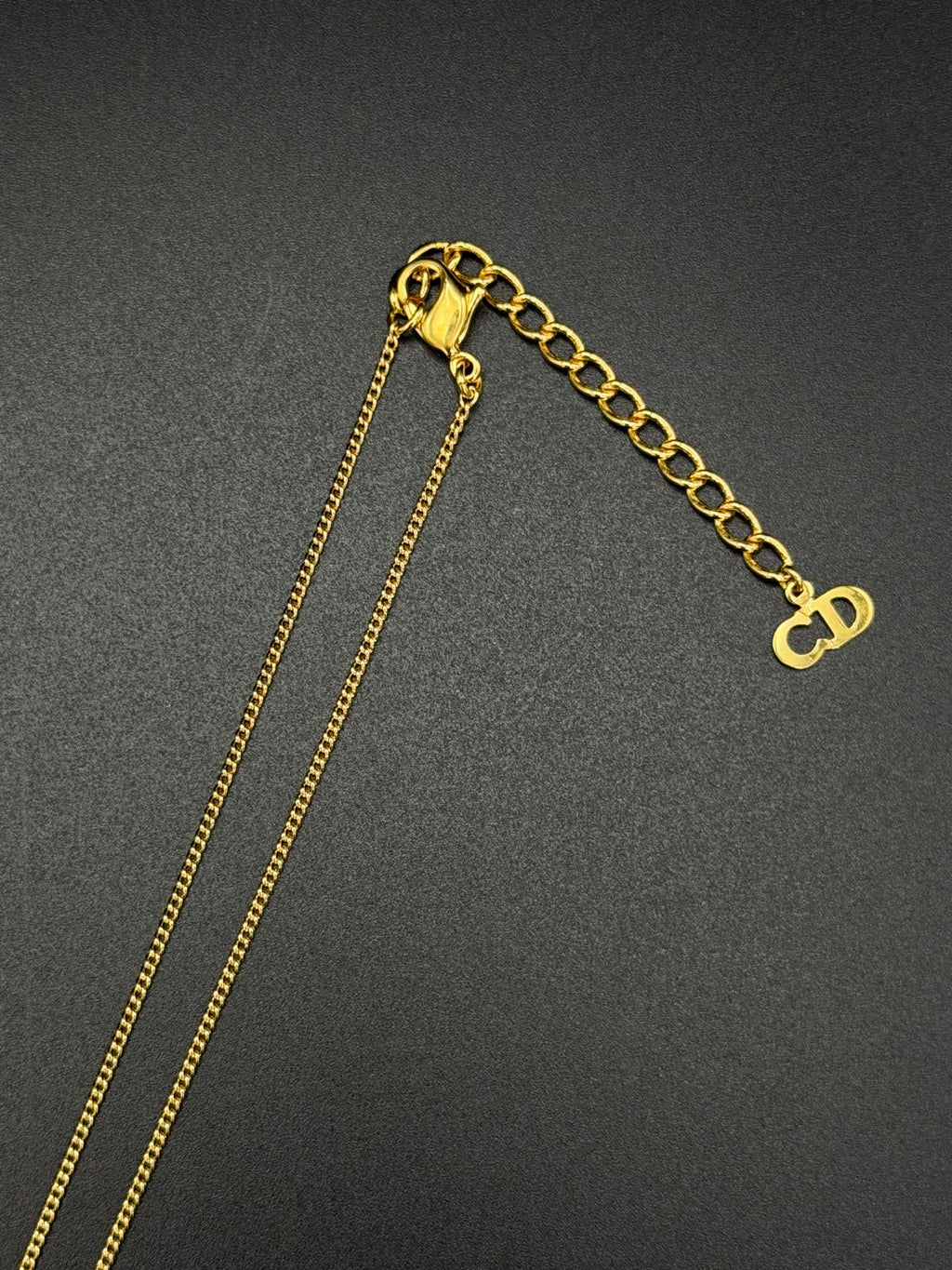 Christian Dior DIOR Letter Multi Heart Charm Pendant Necklace Gold-Tone