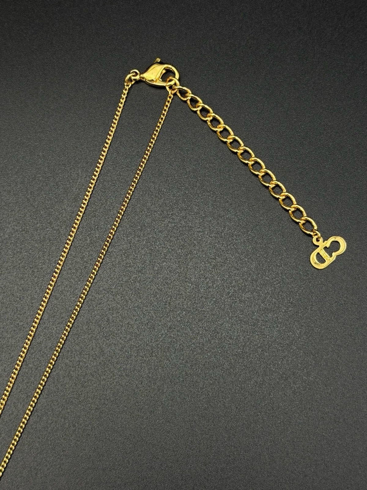 Christian Dior DIOR Letter Multi Heart Charm Pendant Necklace Gold-Tone