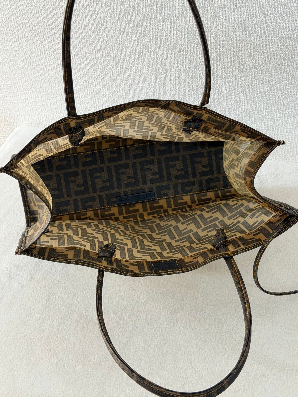 FENDI Zucca Pattern Mesh Square Tote Bag with Matching Pouch