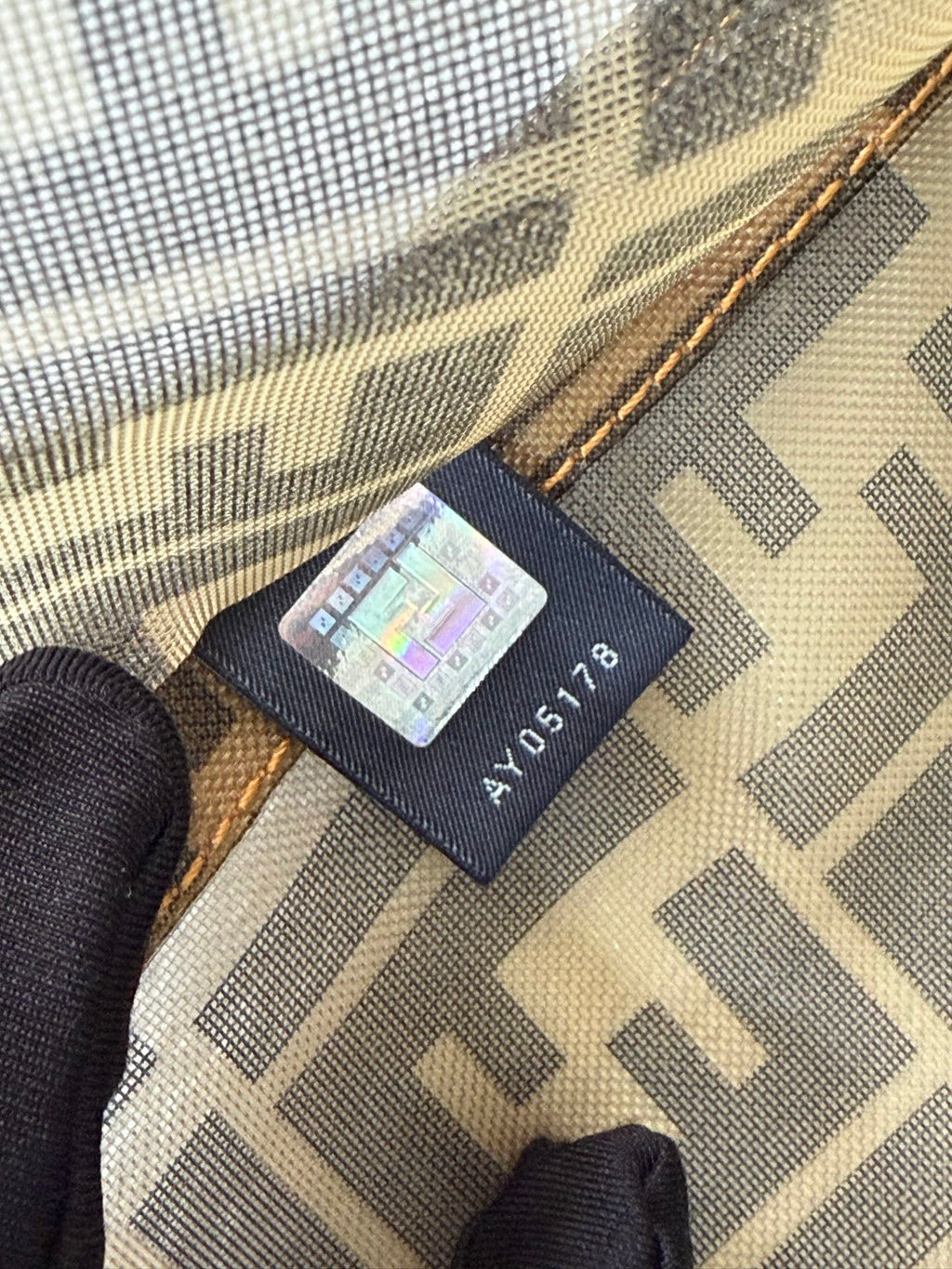 FENDI Zucca Pattern Mesh Square Tote Bag with Matching Pouch