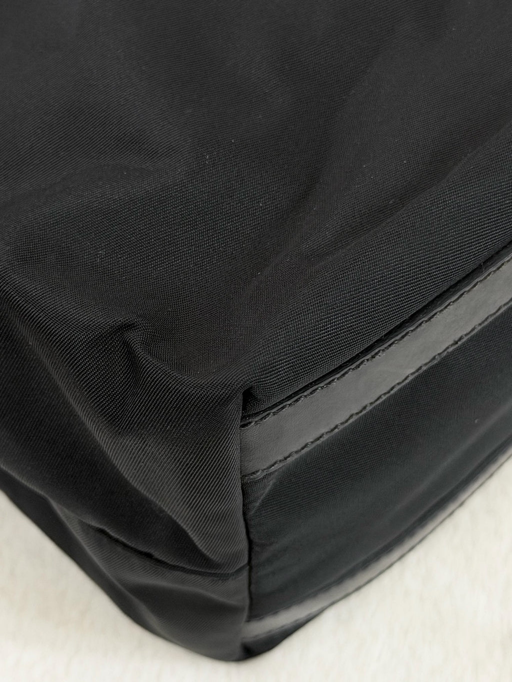 PRADA Tessuto Nylon Square Tote Bag Black with Authenticity Card