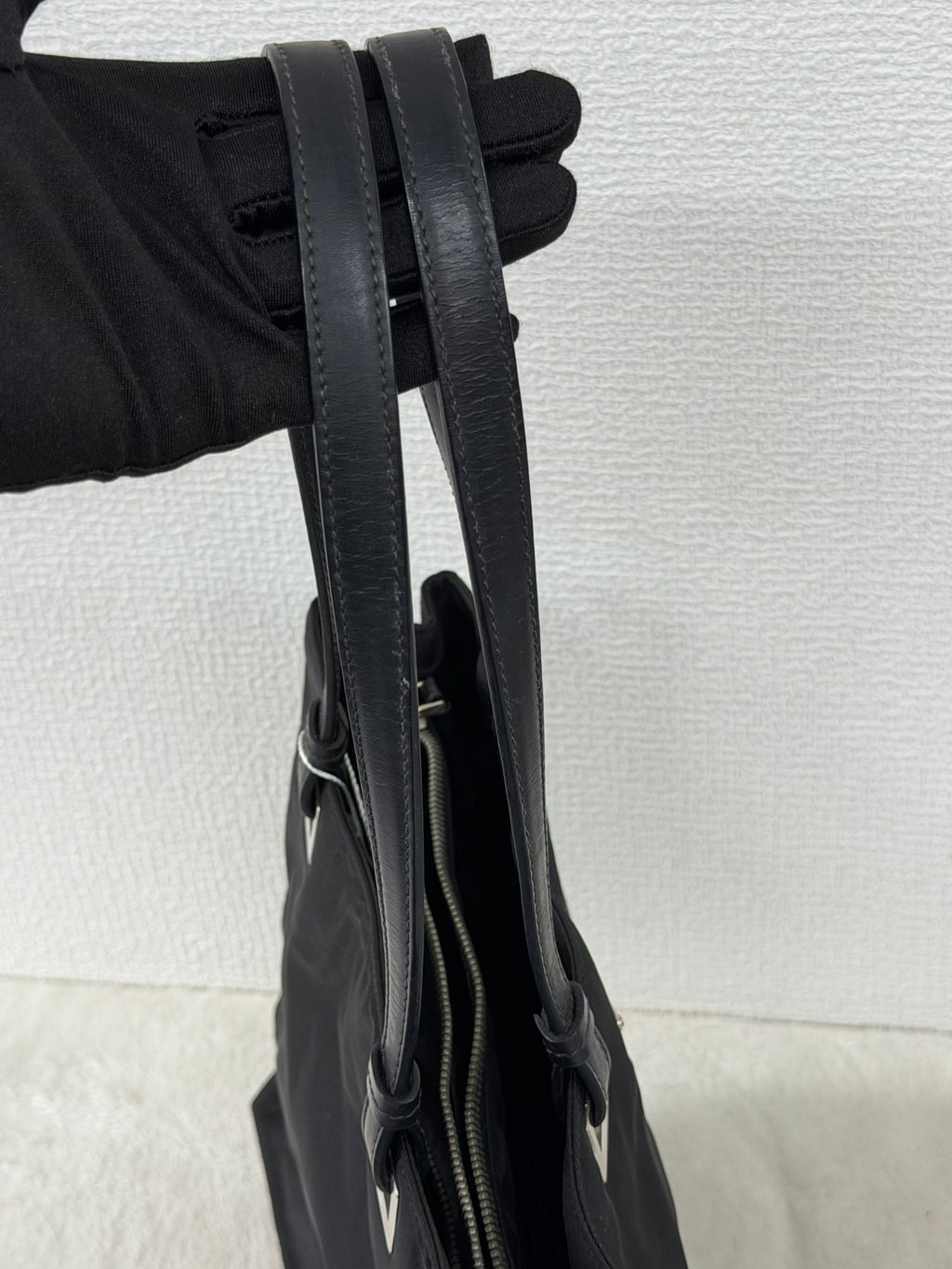 PRADA Tessuto Nylon Square Tote Bag Black with Authenticity Card